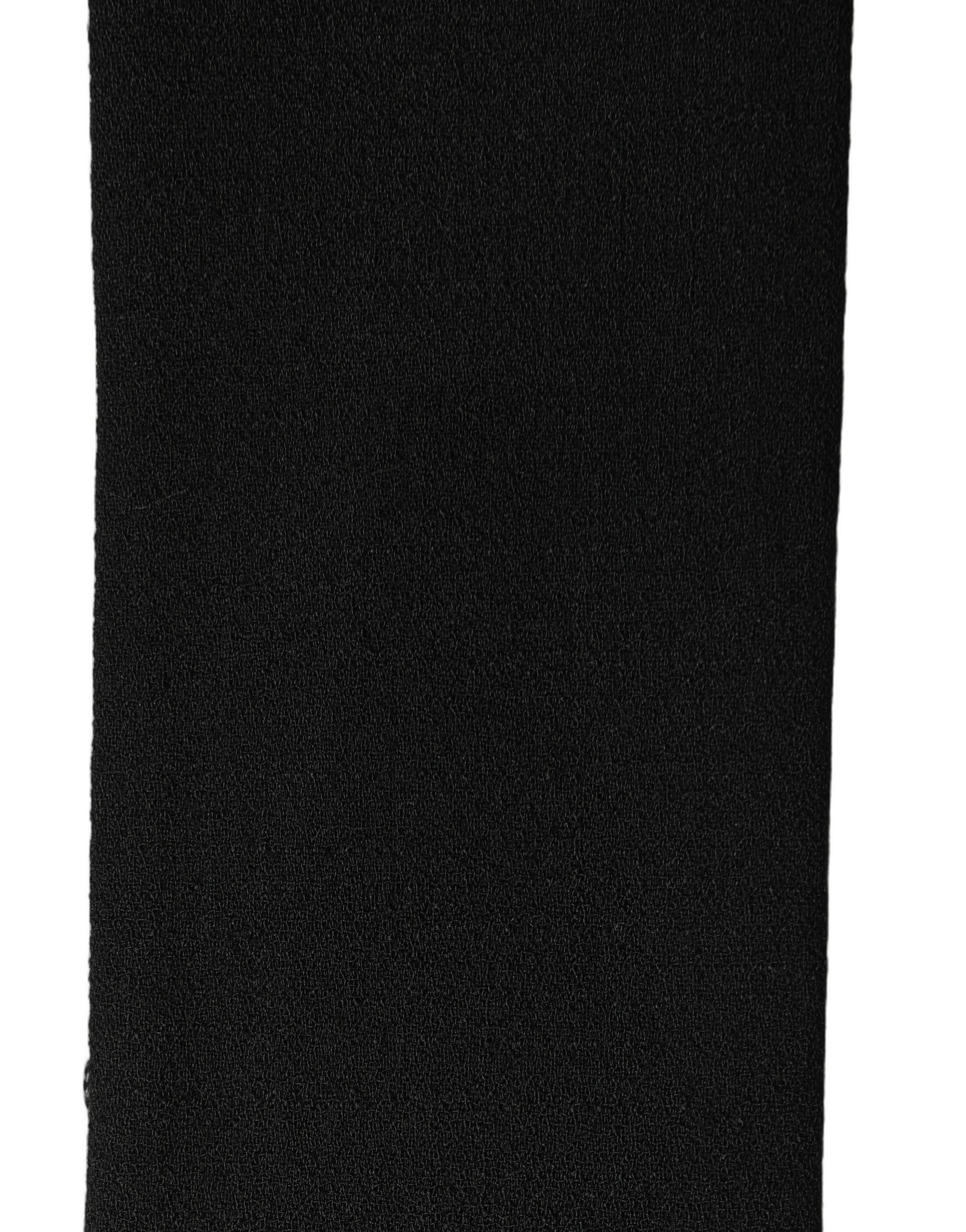 Dolce & Gabbana Men Black Wool Knitted Fringed Foulard Men's Scarf