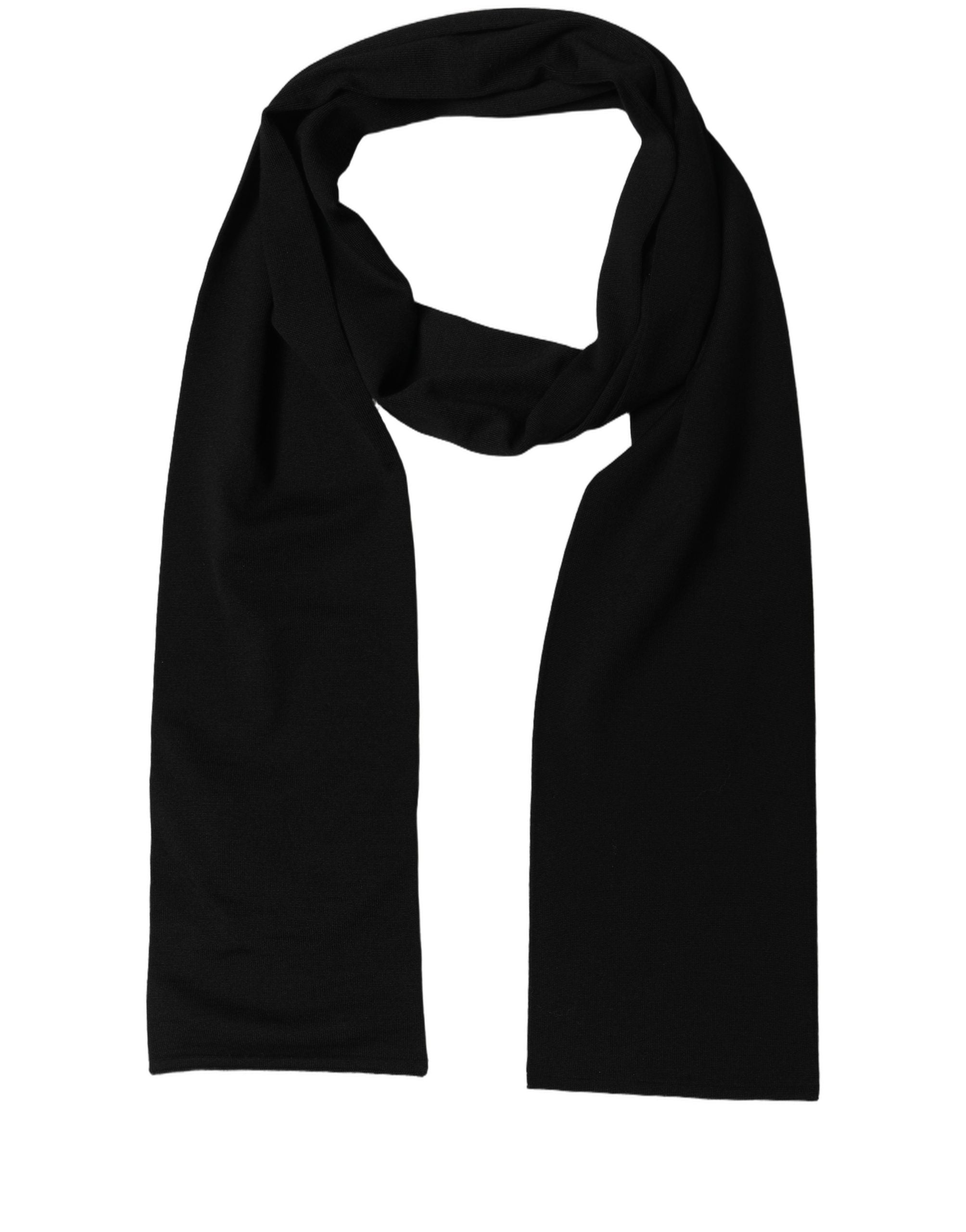 Dolce & Gabbana Black Wool Knitted Neck Shawl Foulard Men's Scarf