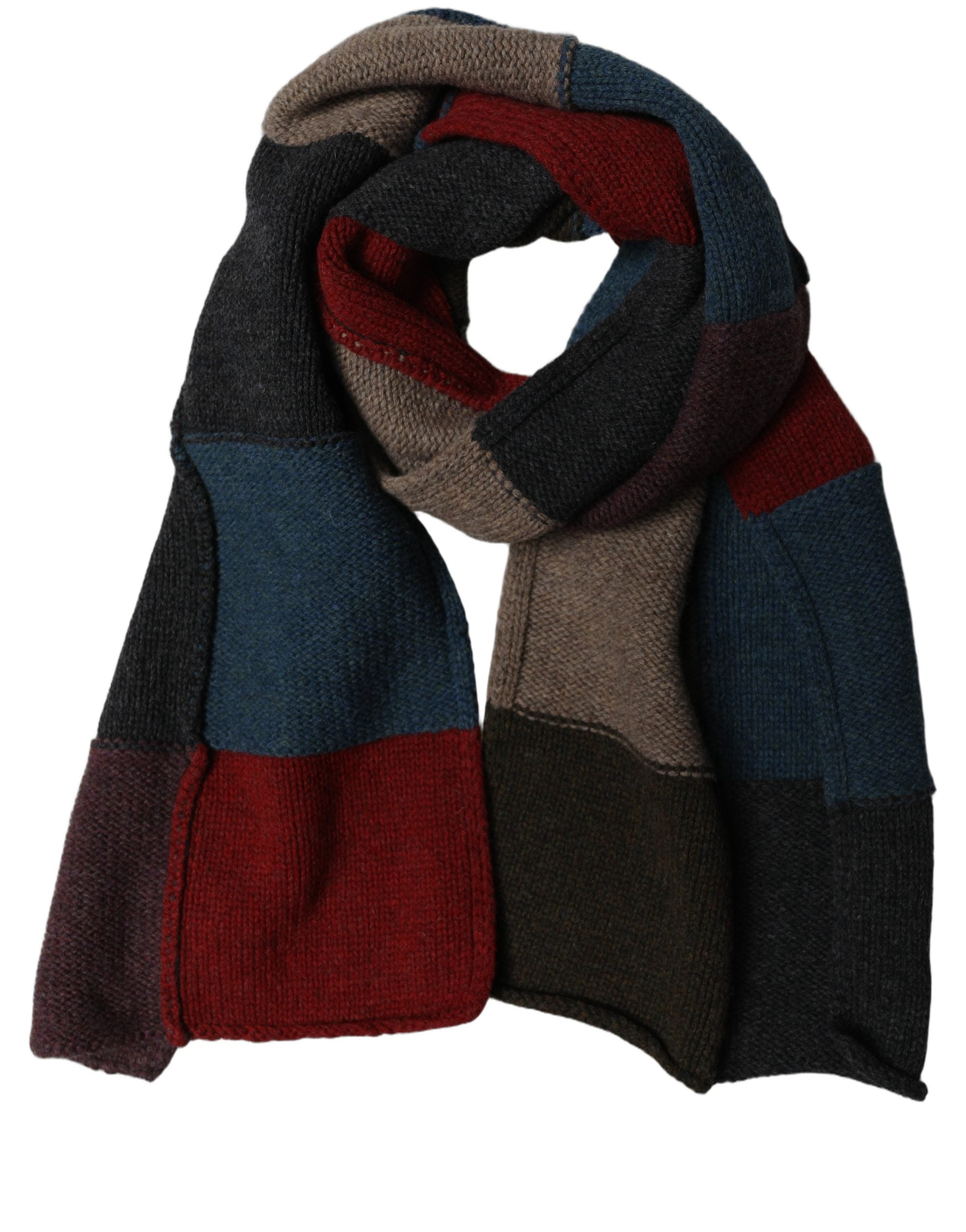 Dolce & Gabbana Multicolor Patchwork Knitted Foulard Men's Scarf