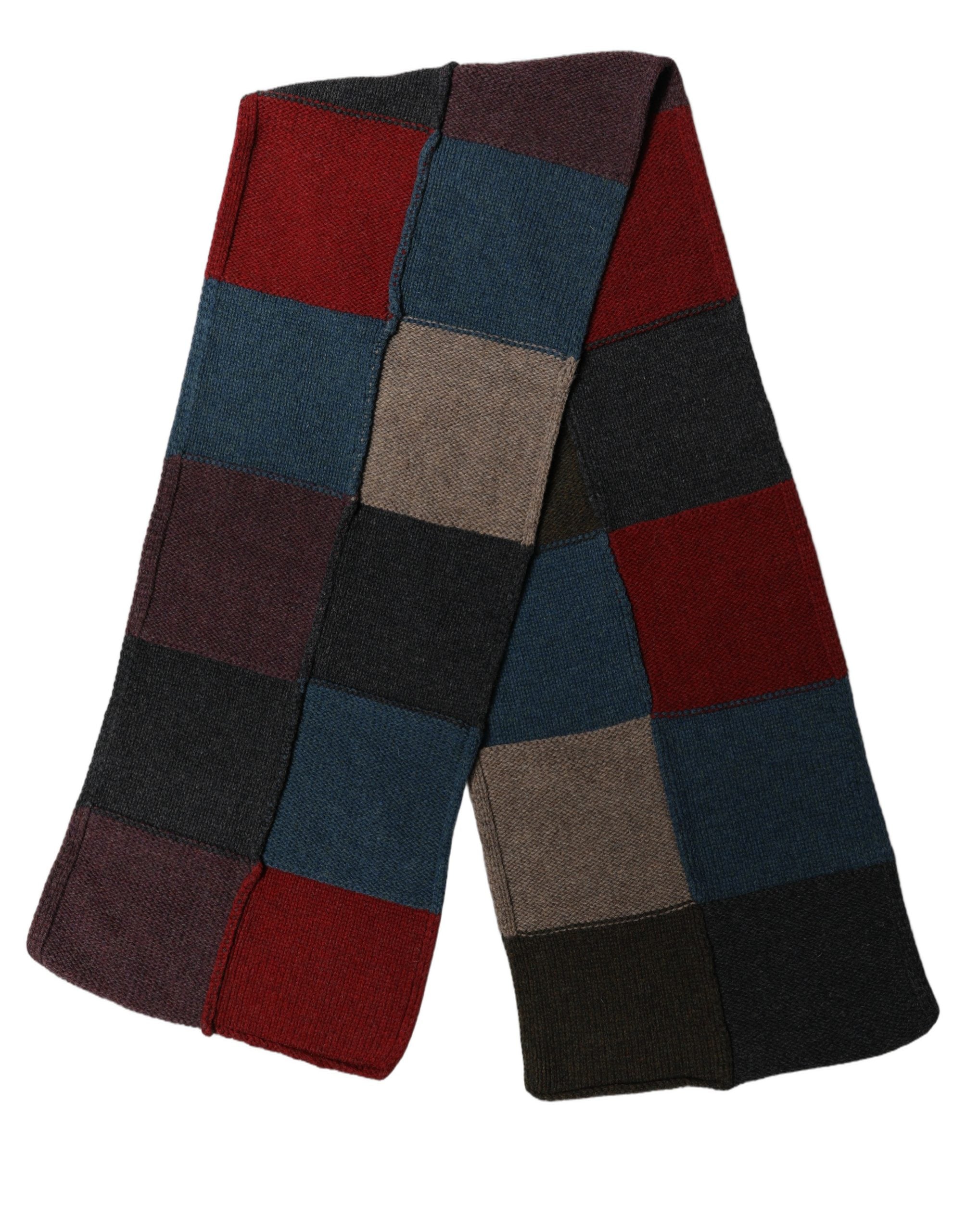 Dolce & Gabbana Multicolor Patchwork Knitted Foulard Men's Scarf
