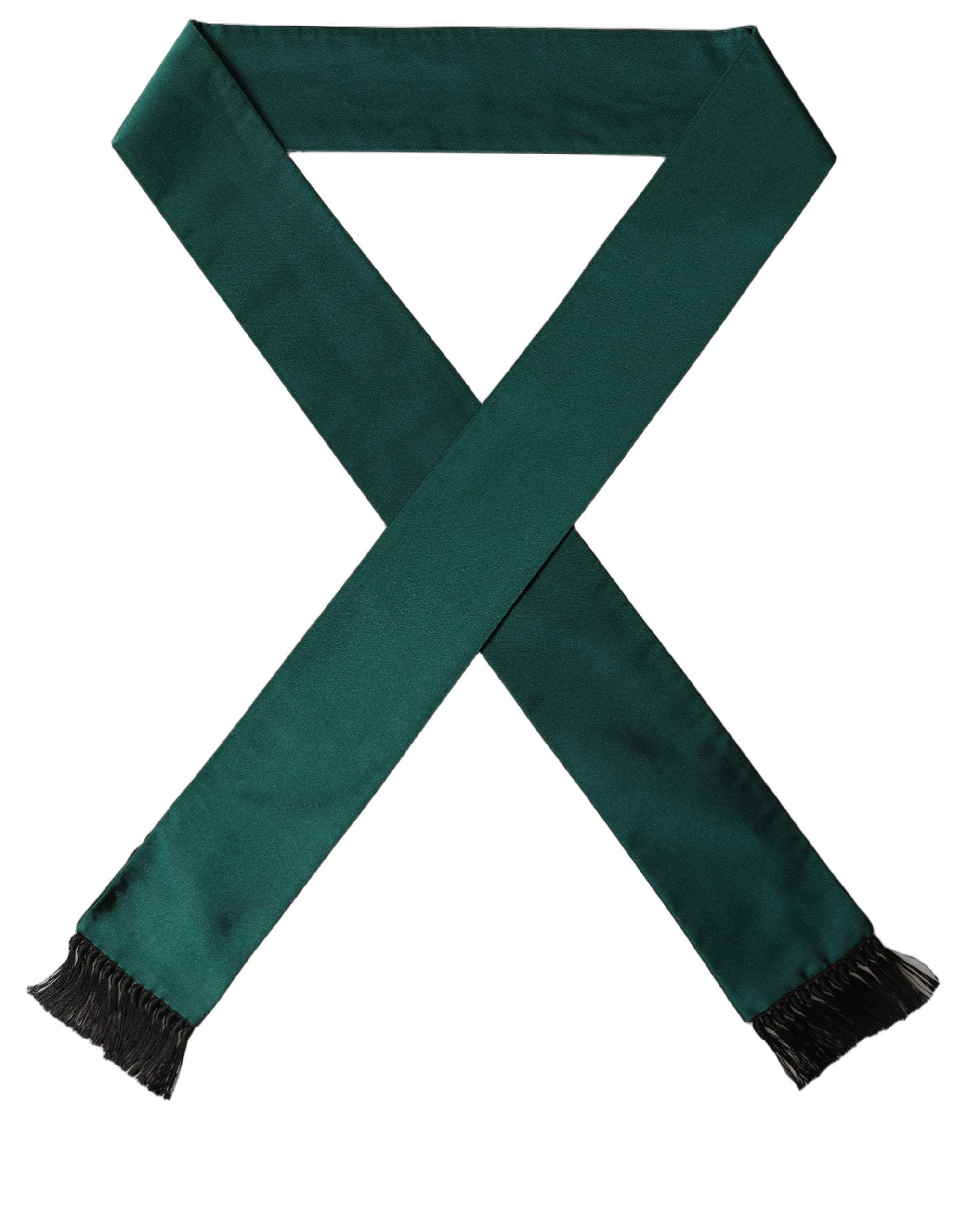 Dolce & Gabbana Men Green Satin Silk Fringed Lace Men's Stole