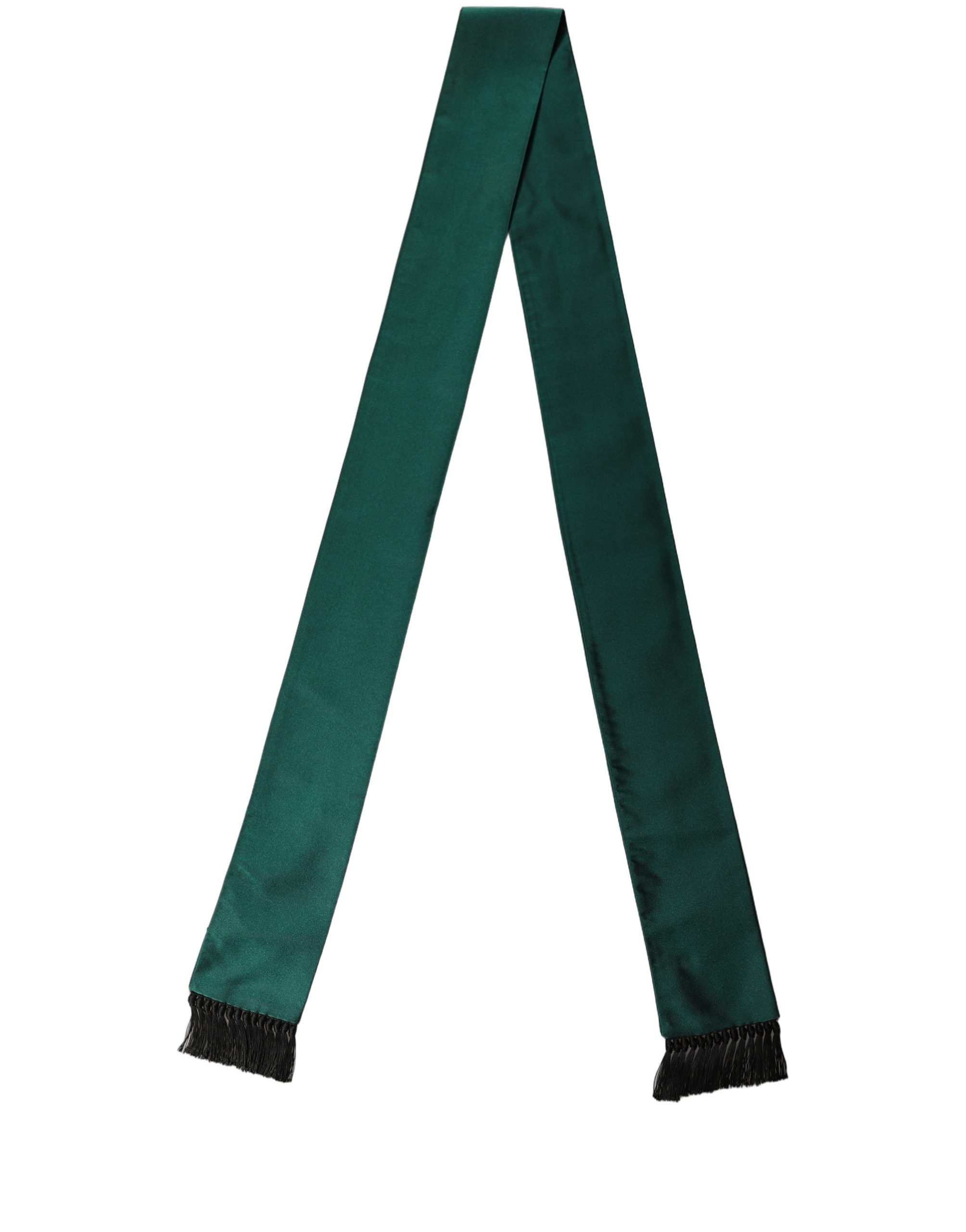 Dolce & Gabbana Men Green Satin Silk Fringed Lace Men's Stole