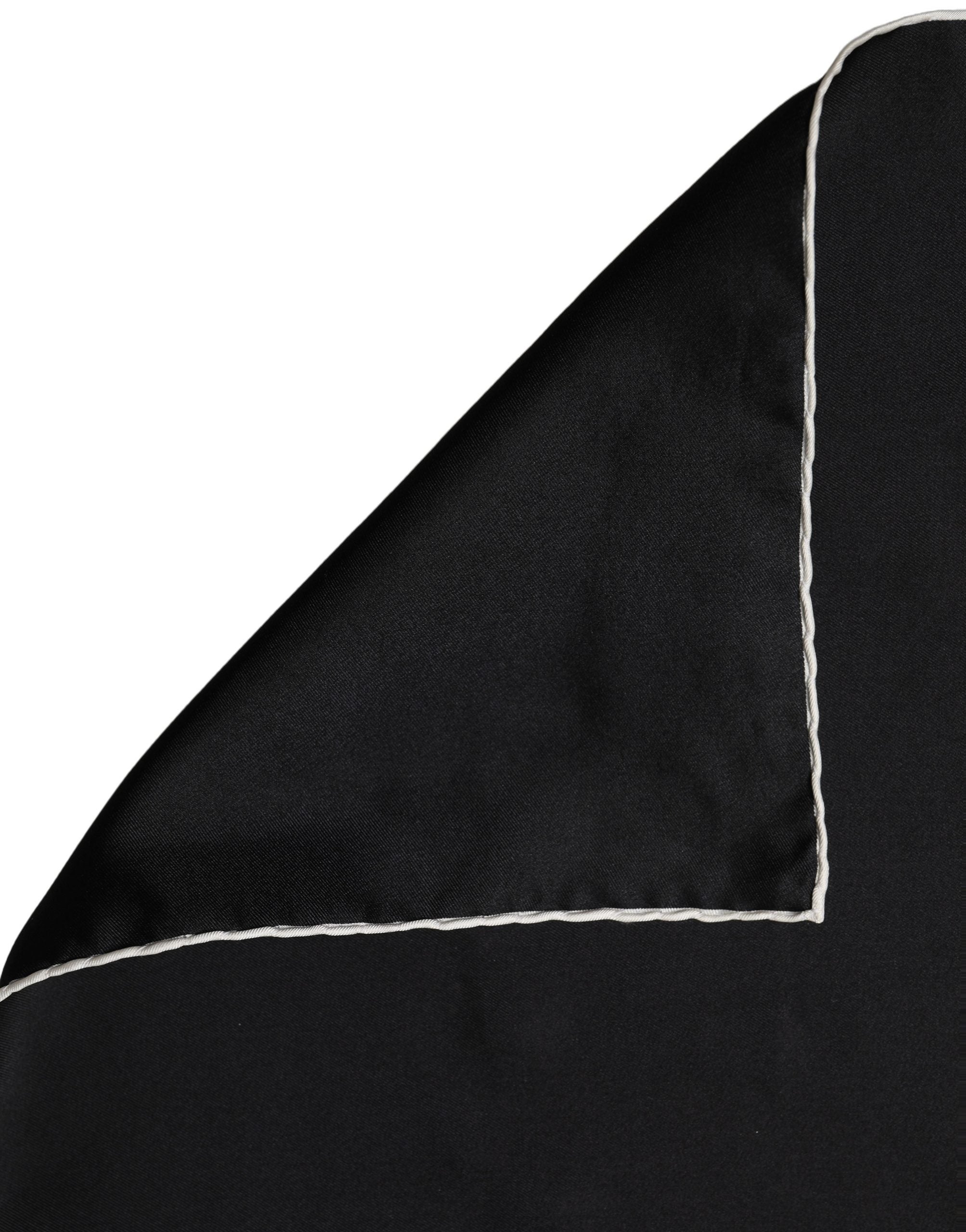 Dolce & Gabbana Men Black Silk Pocket Square Foulard Men's Scarf