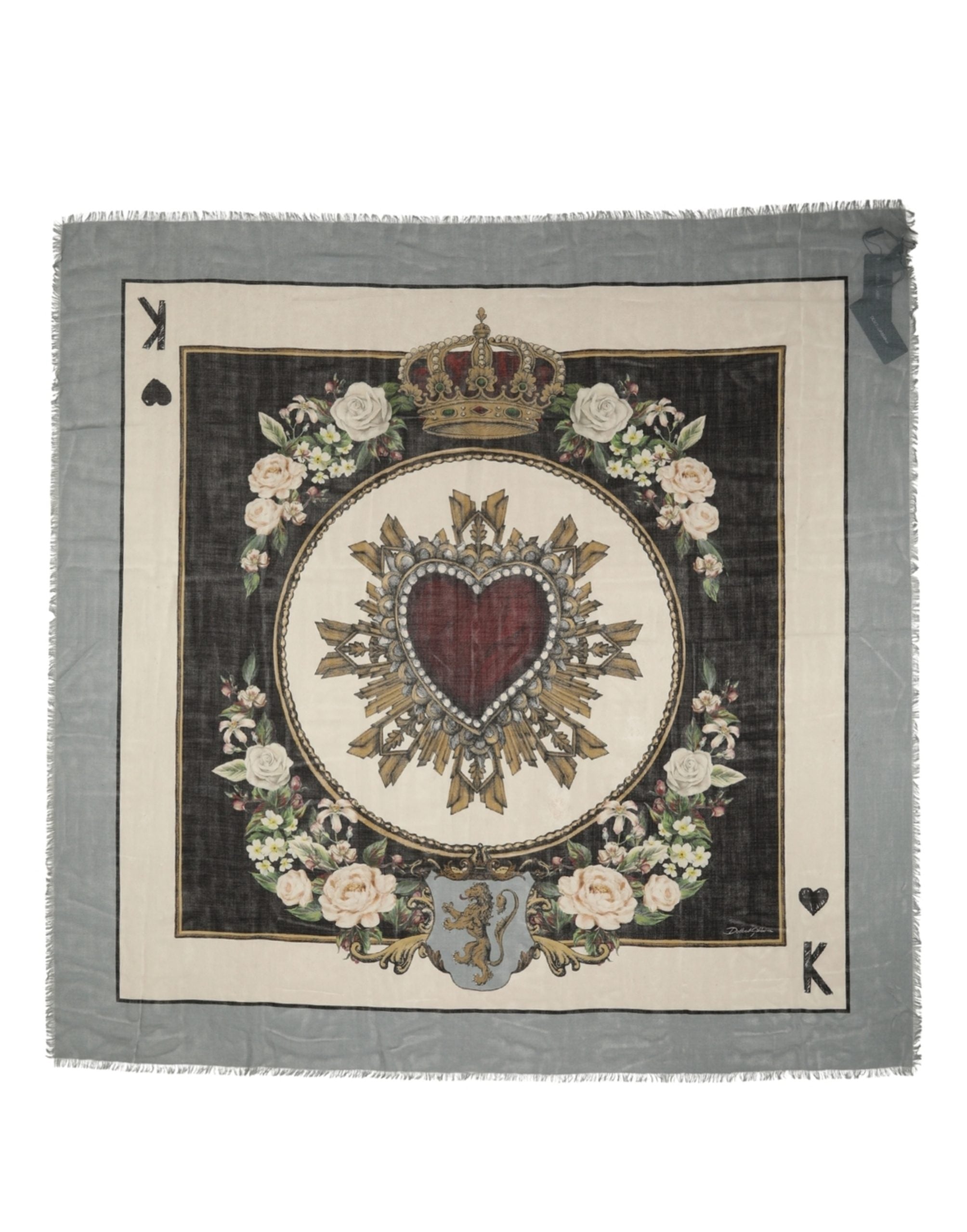 Dolce & Gabbana Men Multicolor King of Hearts Square Foulard Men's Scarf