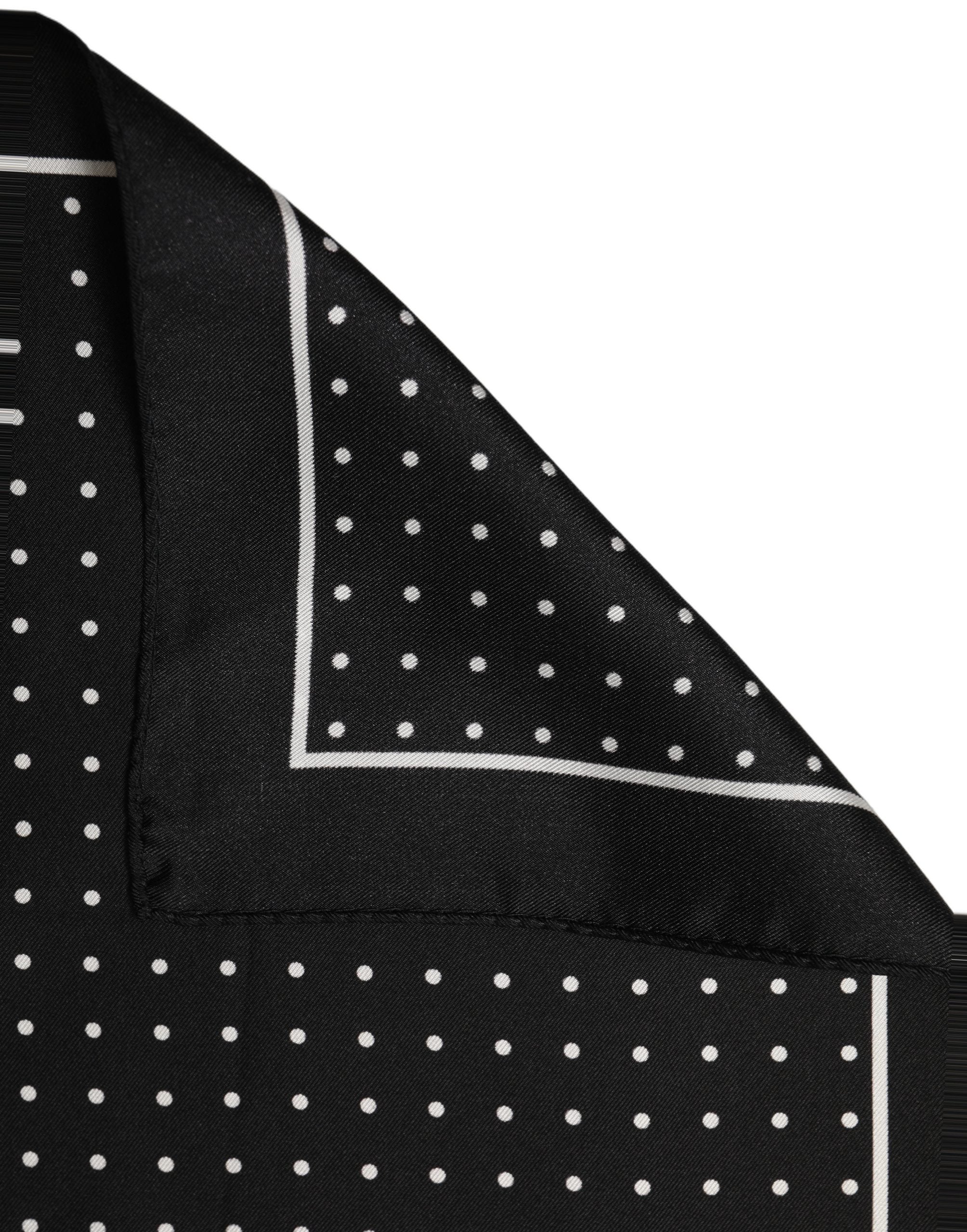 Dolce & Gabbana Black Polka Dot Pocket Square Foulard Men's Scarf