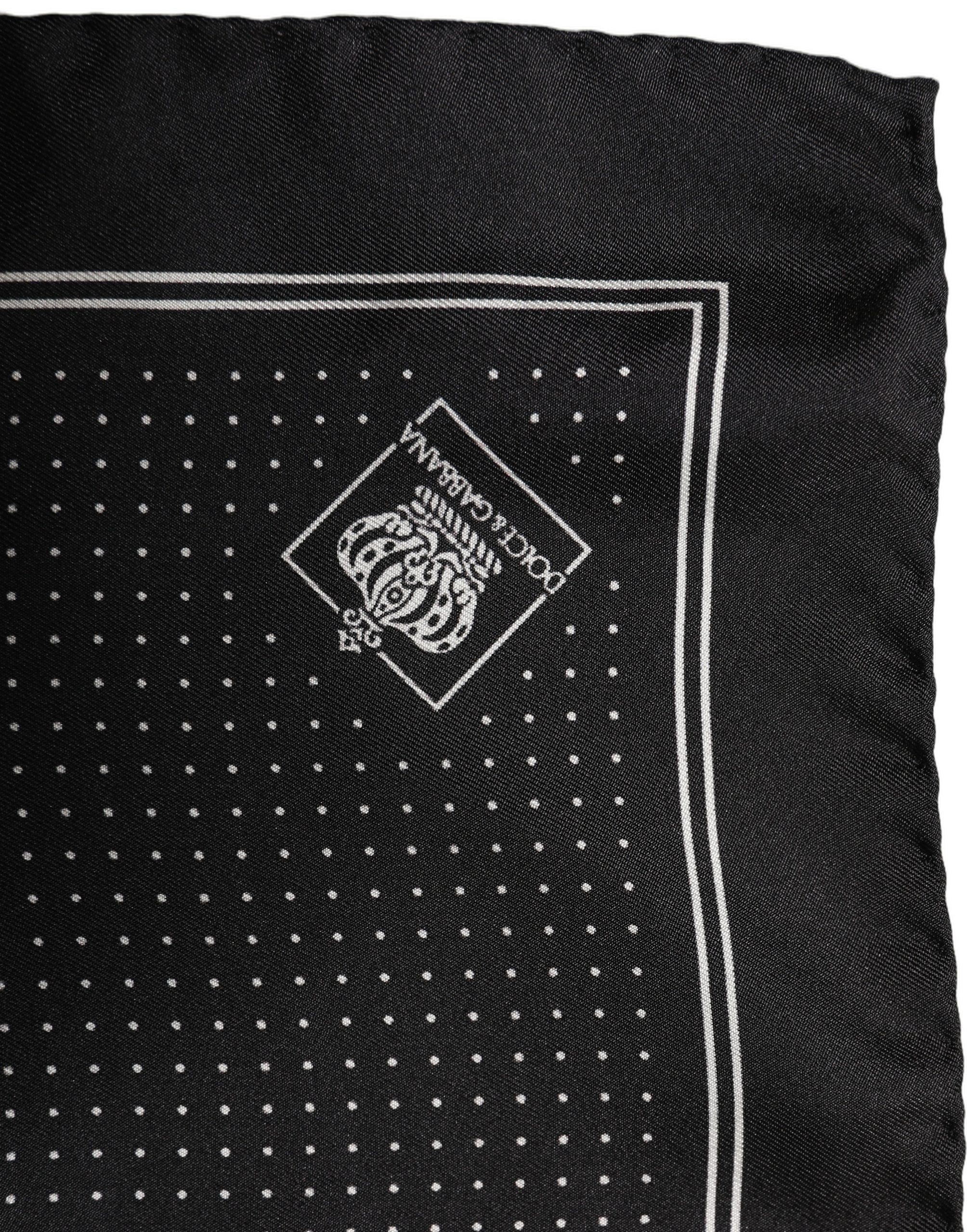 Dolce & Gabbana Black Polka Dot Pocket Square Foulard Men's Scarf