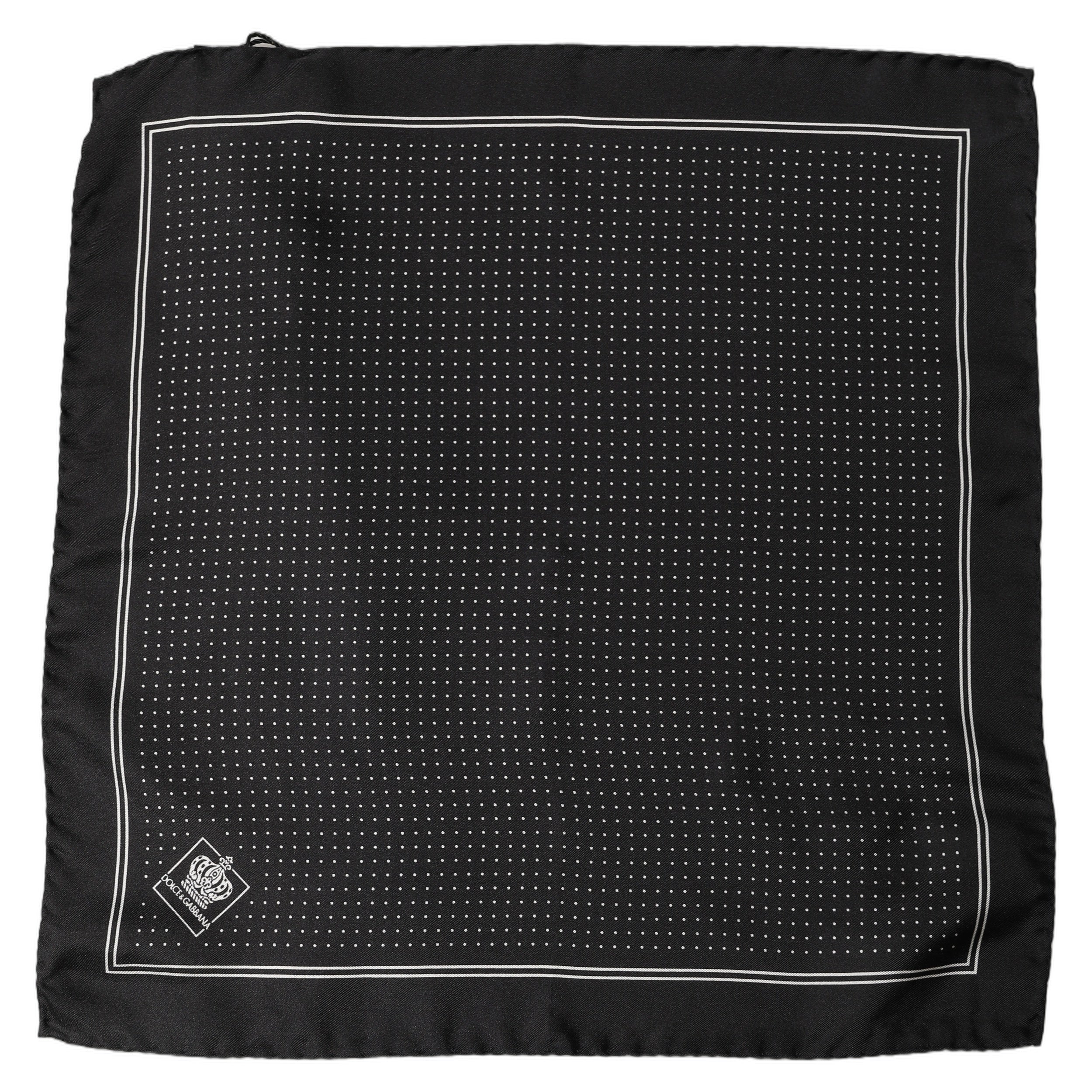 Dolce & Gabbana Black Polka Dot Pocket Square Foulard Men's Scarf