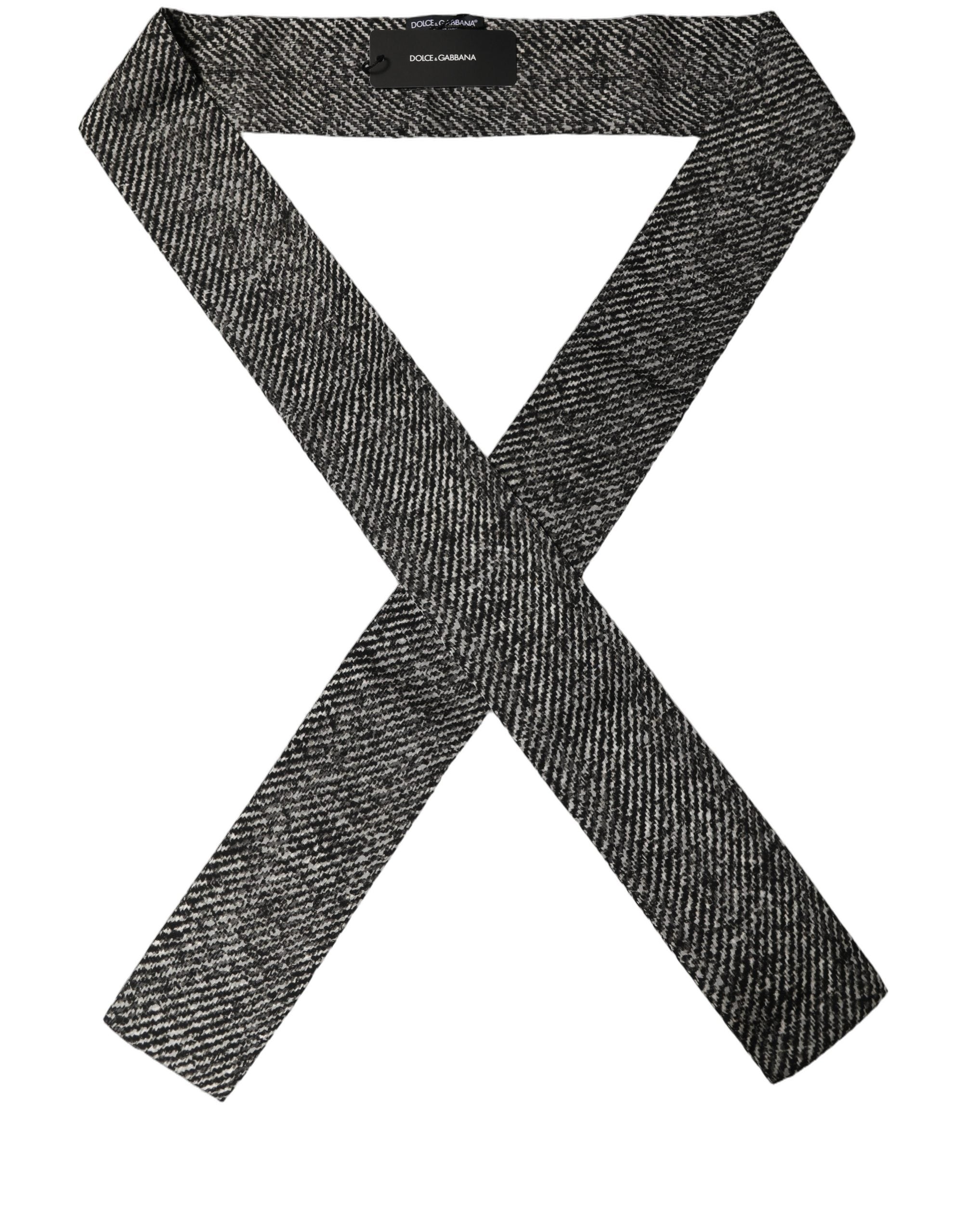 Dolce & Gabbana Black White Herringbone Tweed Shawl Men's Scarf