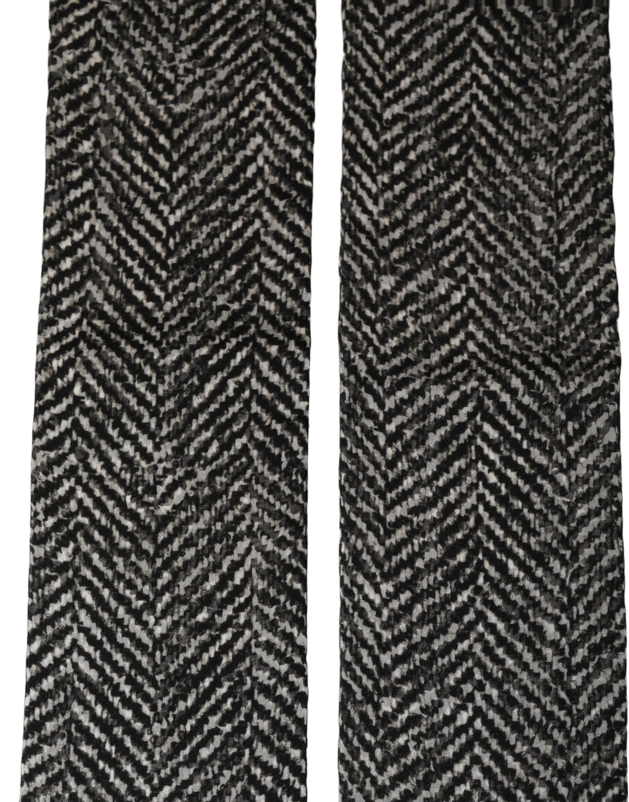 Dolce & Gabbana Black White Herringbone Tweed Shawl Men's Scarf