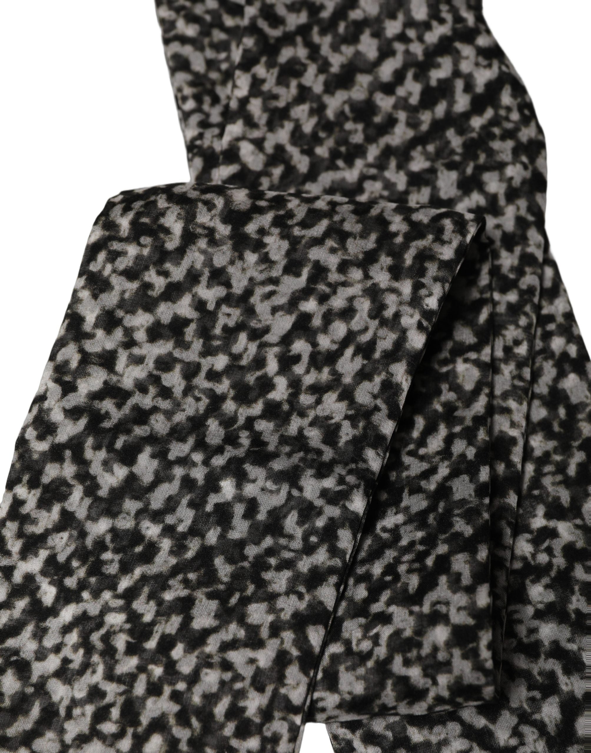 Dolce & Gabbana Black White Herringbone Tweed Shawl Men's Scarf