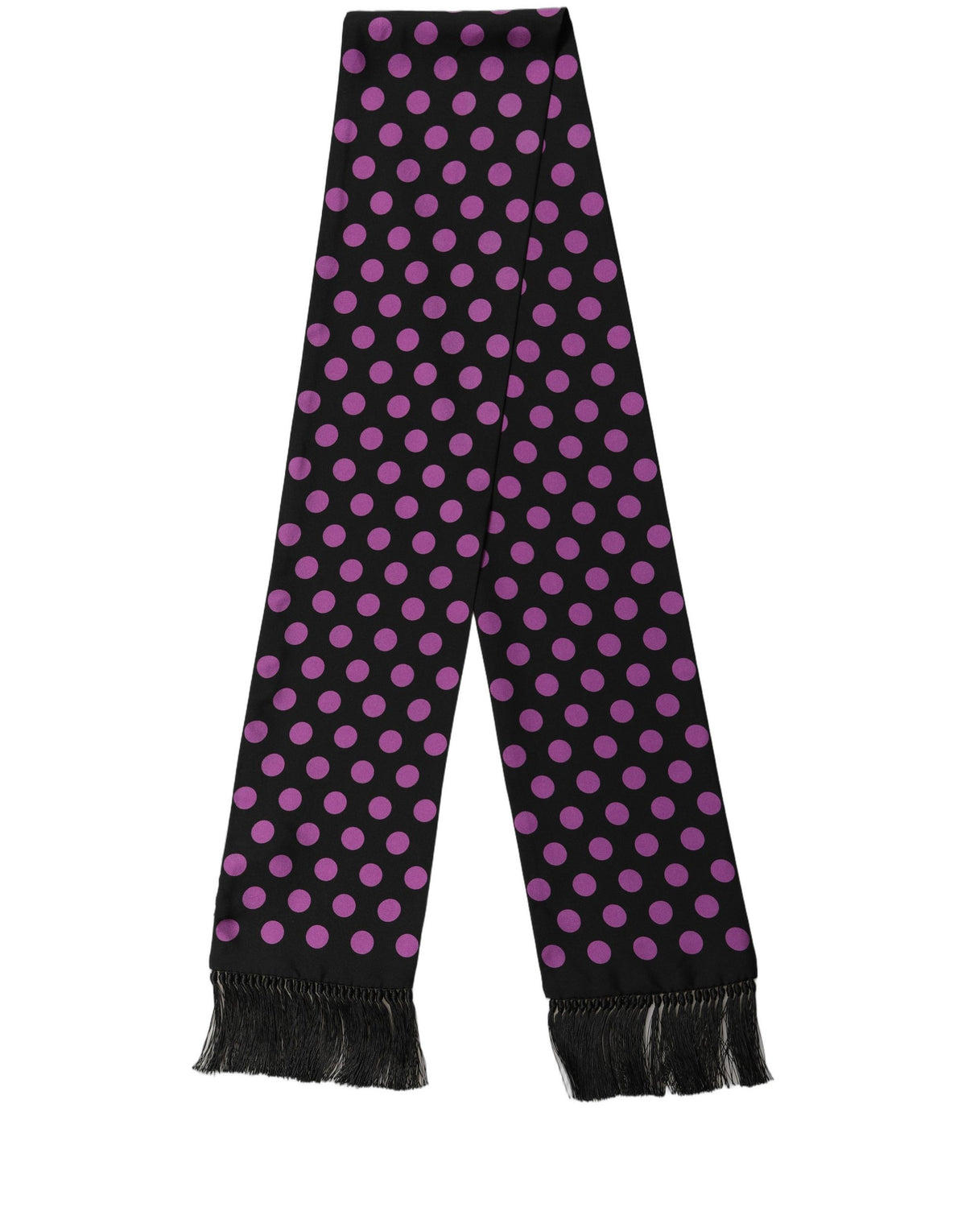 Dolce & Gabbana Men Black Purple Polka Dot Fringed Lace Stole Men's Scarf