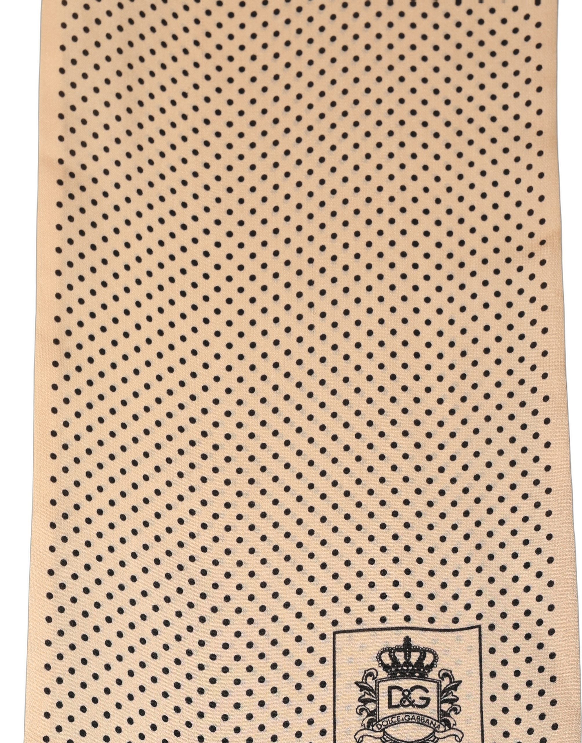 Dolce & Gabbana Beige Silk Dotted Fringed Neck Shawl Men's Scarf