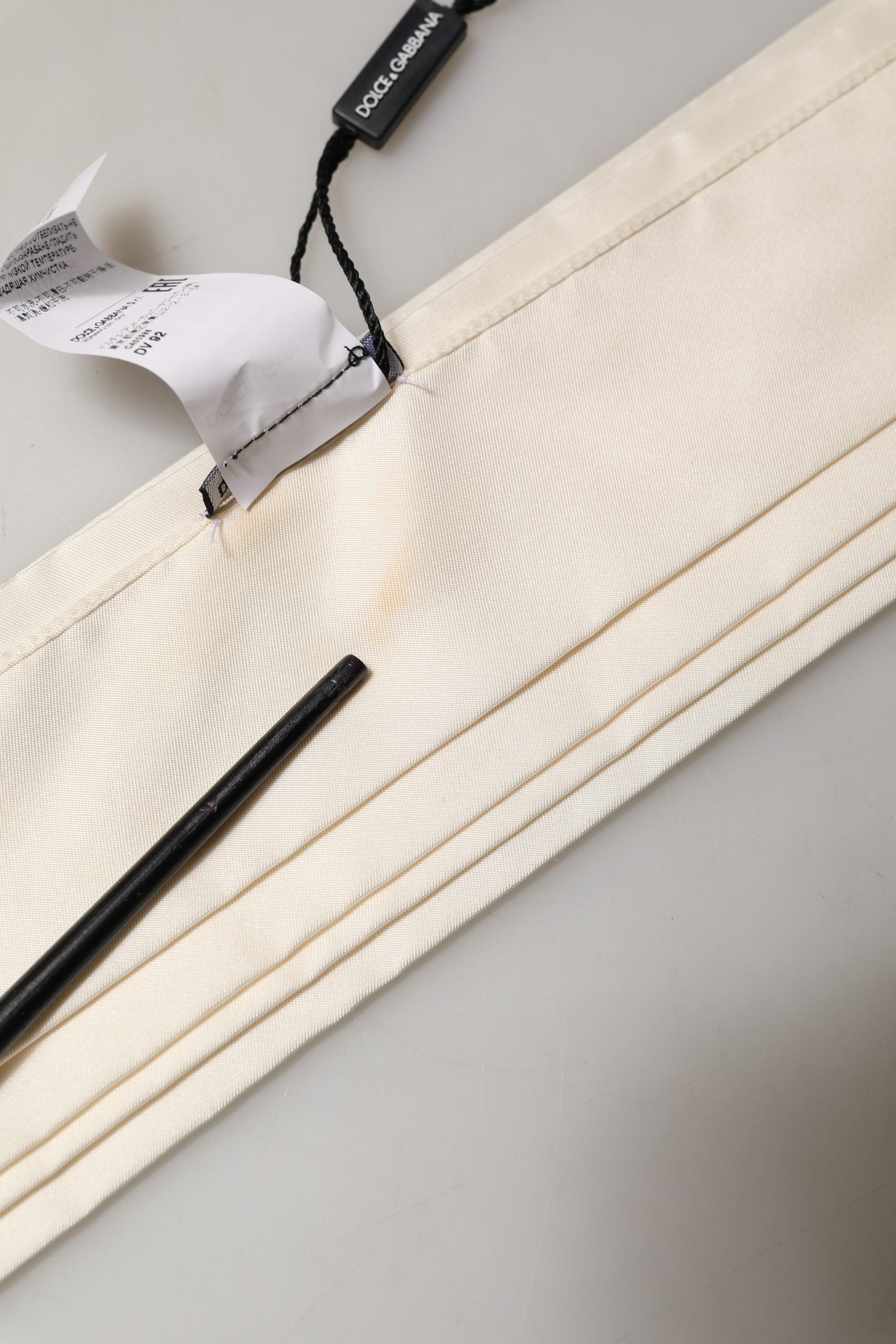 Dolce & Gabbana Men Cream Satin Silk Fringed Neck Shawl Men's Scarf