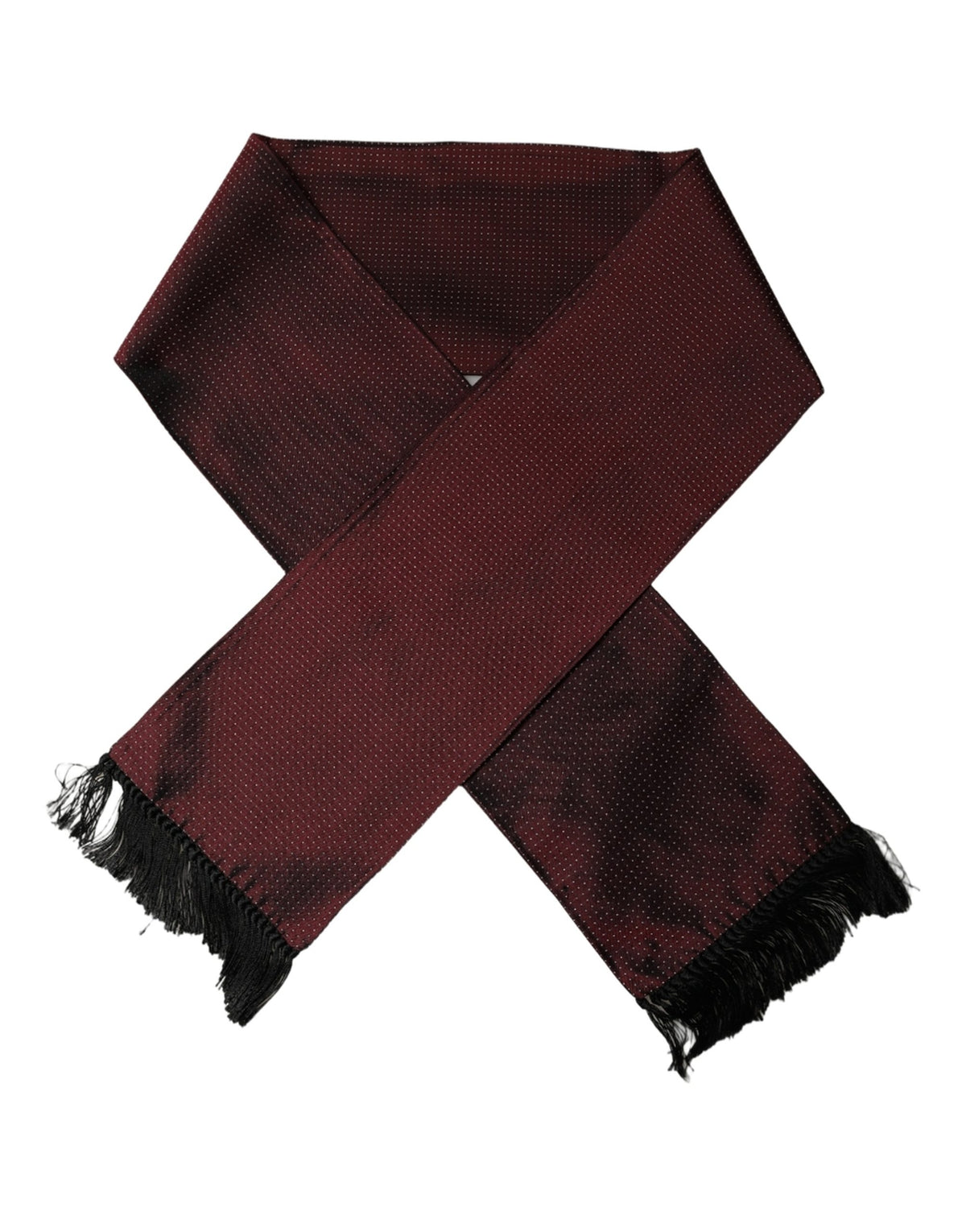 Dolce & Gabbana Burgundy Silk Dotted Fringed Neck Shawl Men's Scarf