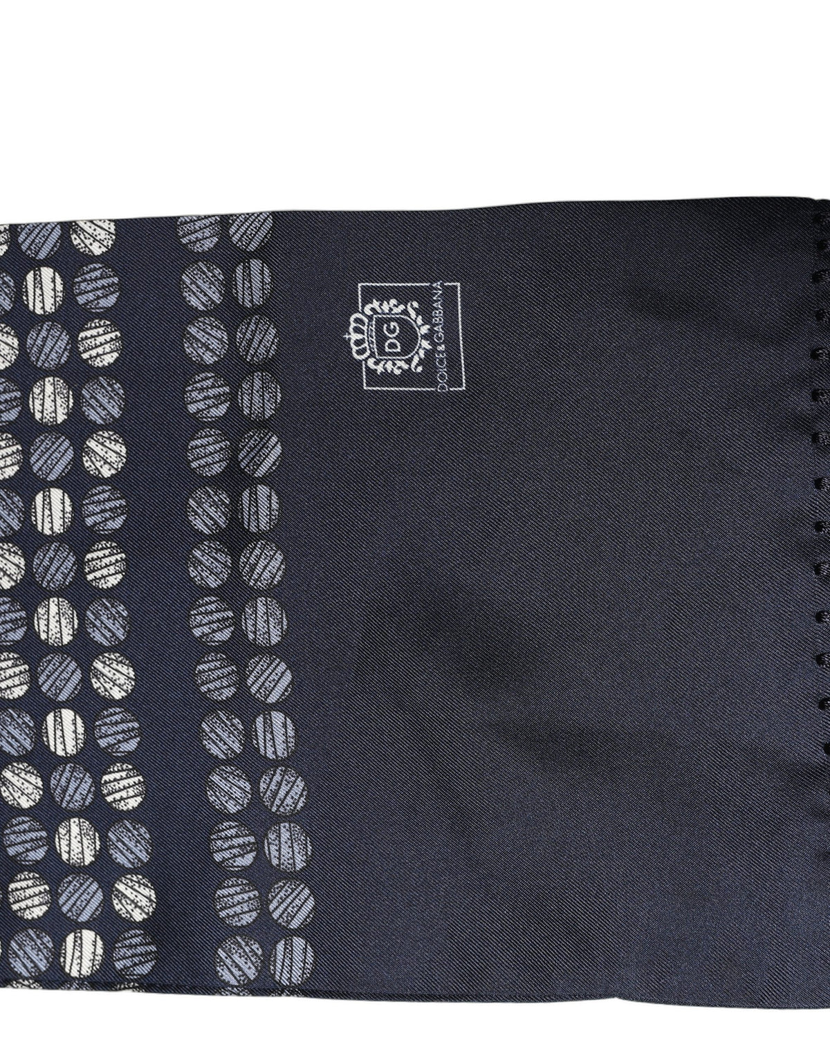 Dolce & Gabbana Men Navy Blue Geometric Dot Silk Fringed Neck Shawl Men's Scarf