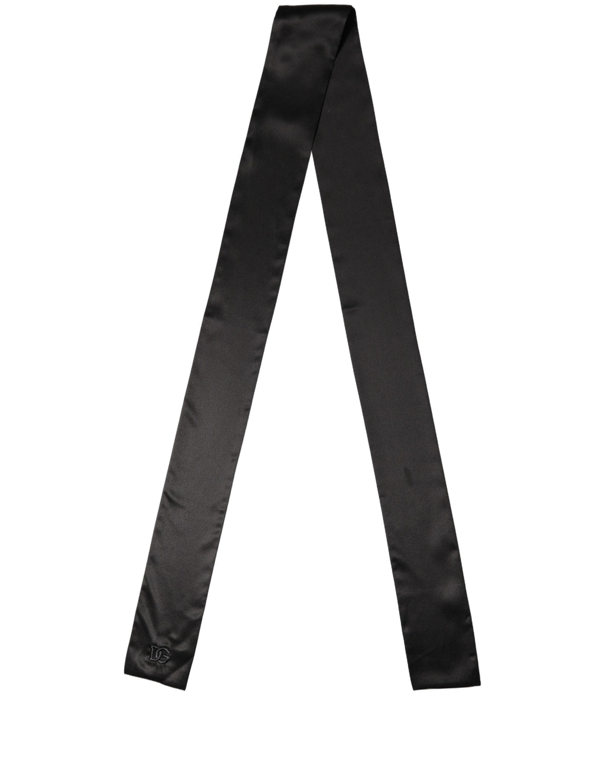 Dolce & Gabbana Men Black Satin Silk Skinny Neck Shawl Men's Scarf
