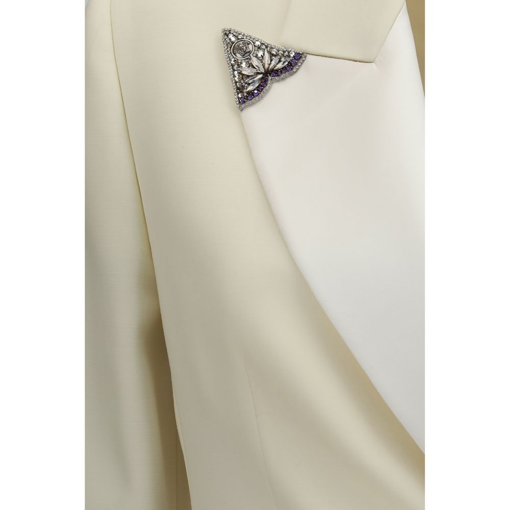 Versace Beige Wool Oves Aries Women's Blazer