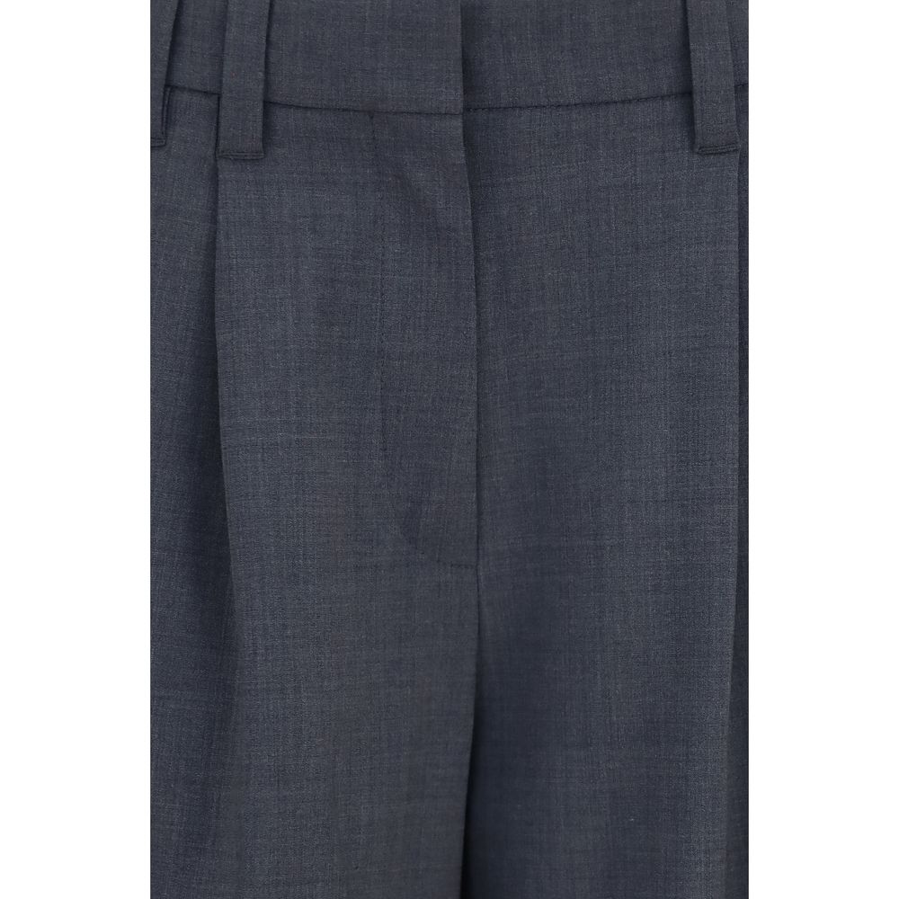 Brunello Cucinelli Gray Wool Oves Aries Dress Women's Pants