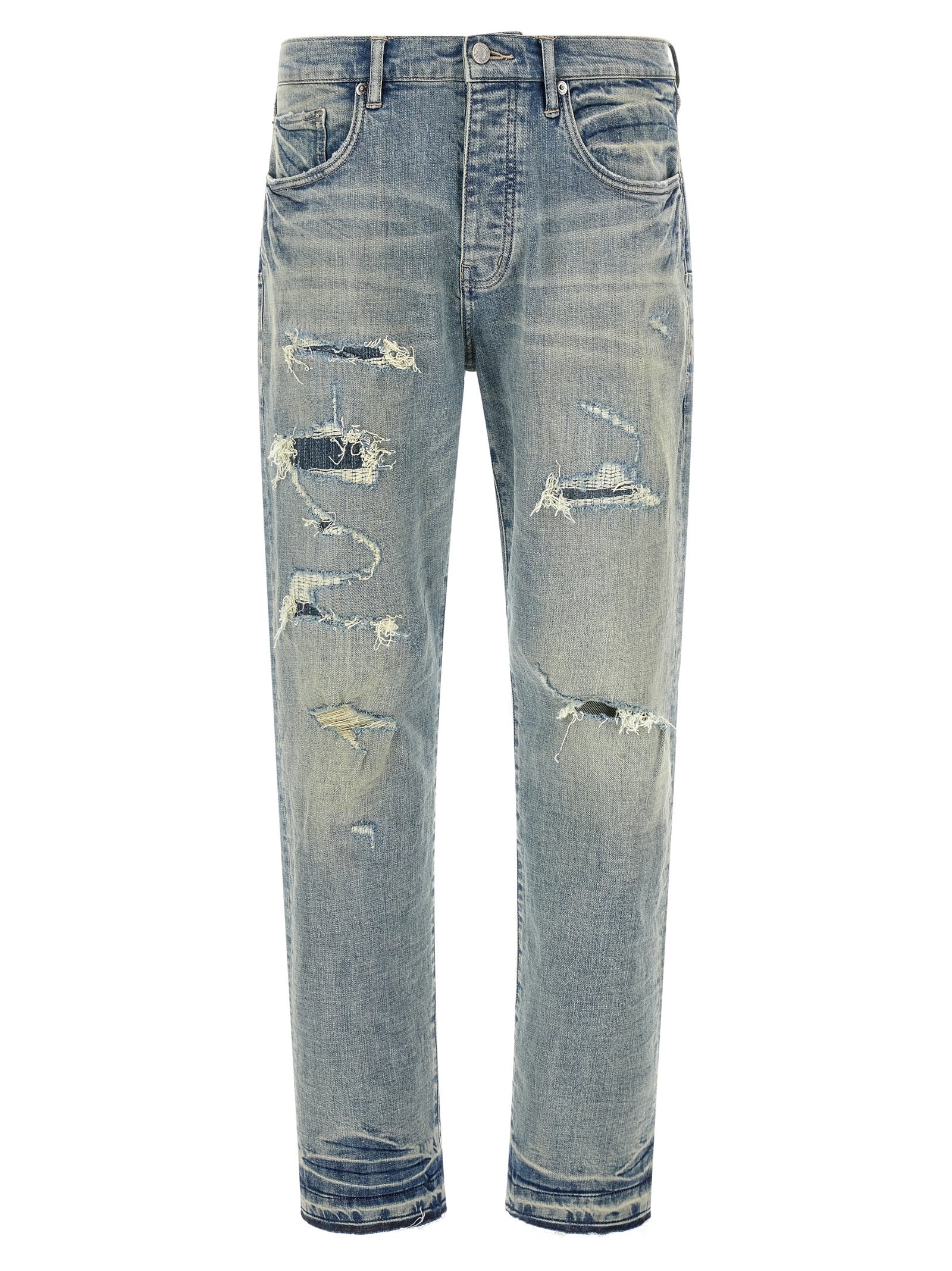 PURPLE Blue Cotton Tapered Men's Jeans