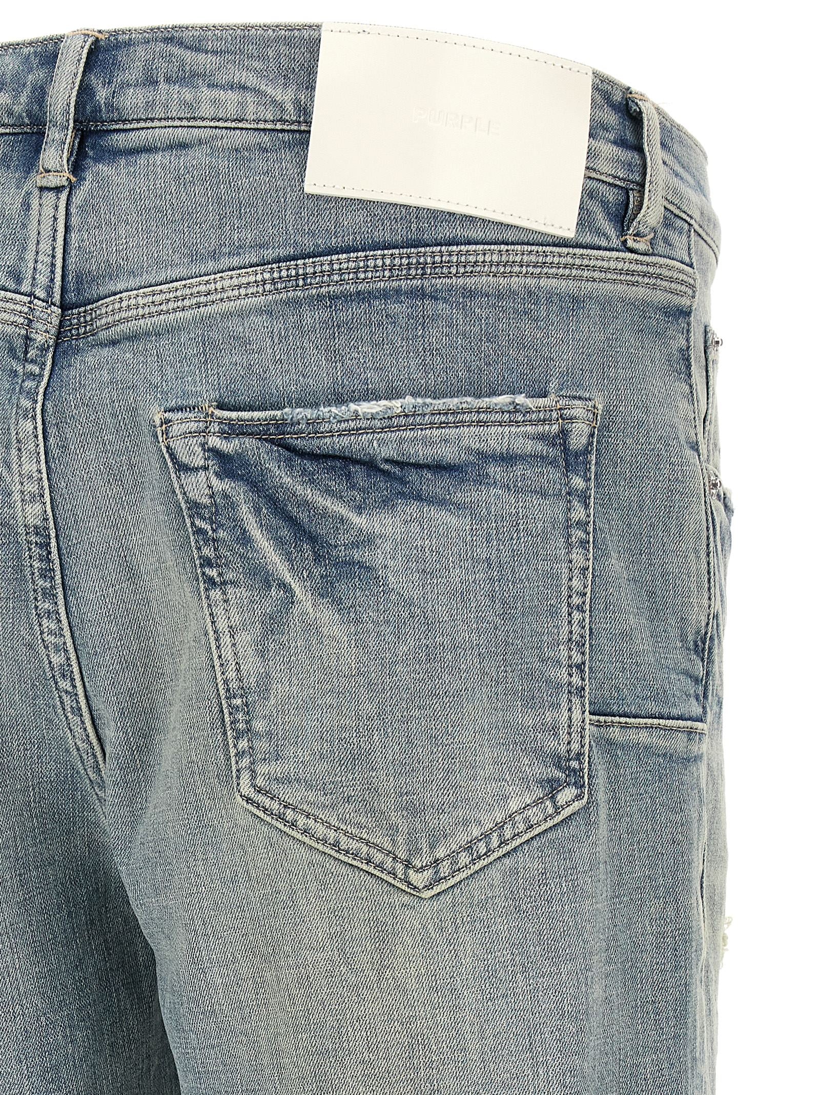 PURPLE Blue Cotton Tapered Men's Jeans