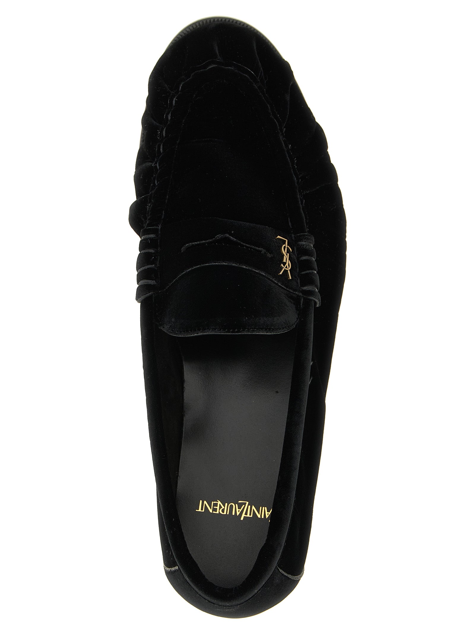 Saint Laurent Black Viscose Slip-On Men's Loafers