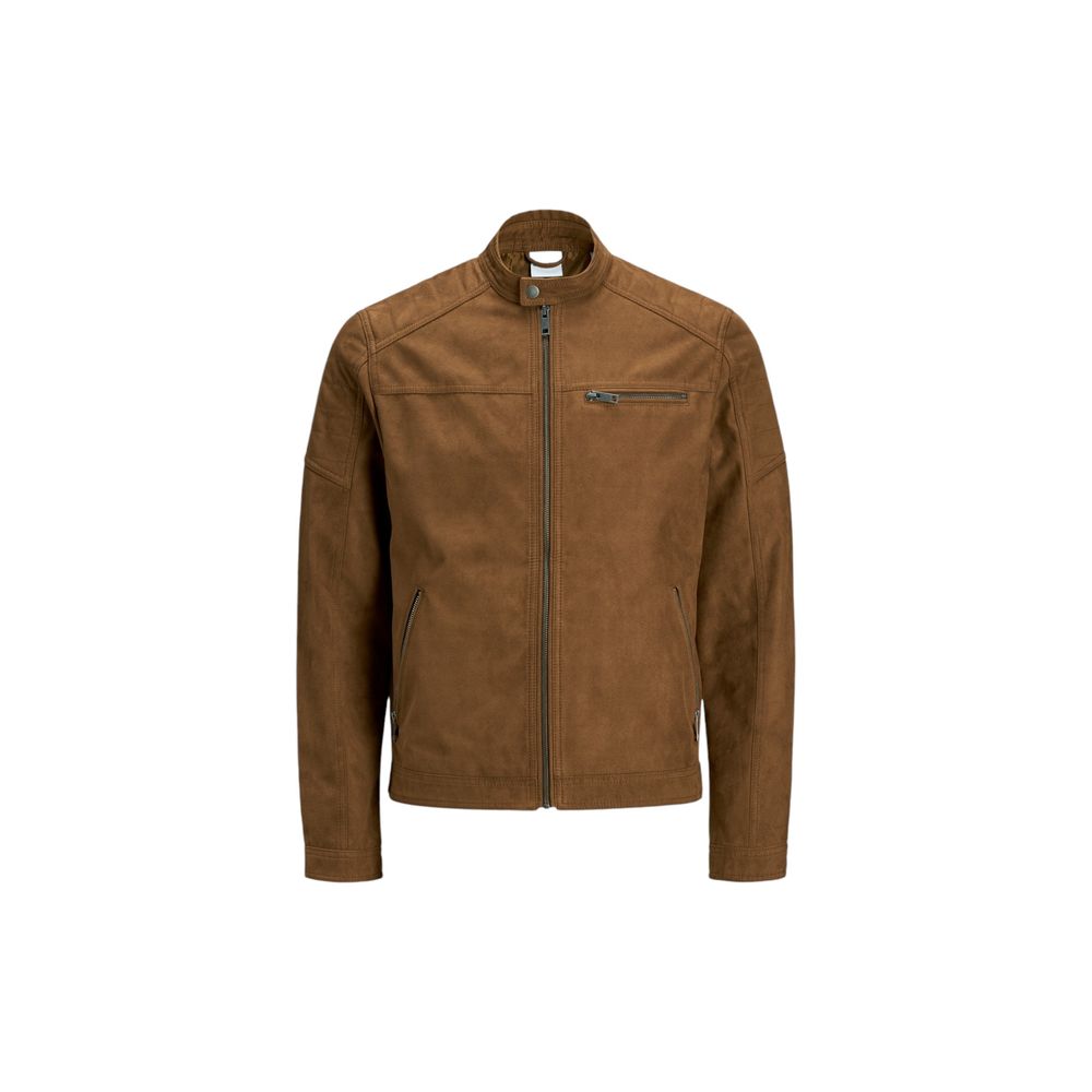 Jack Jones Beige Artificial Leather Full-Length Men's Jacket
