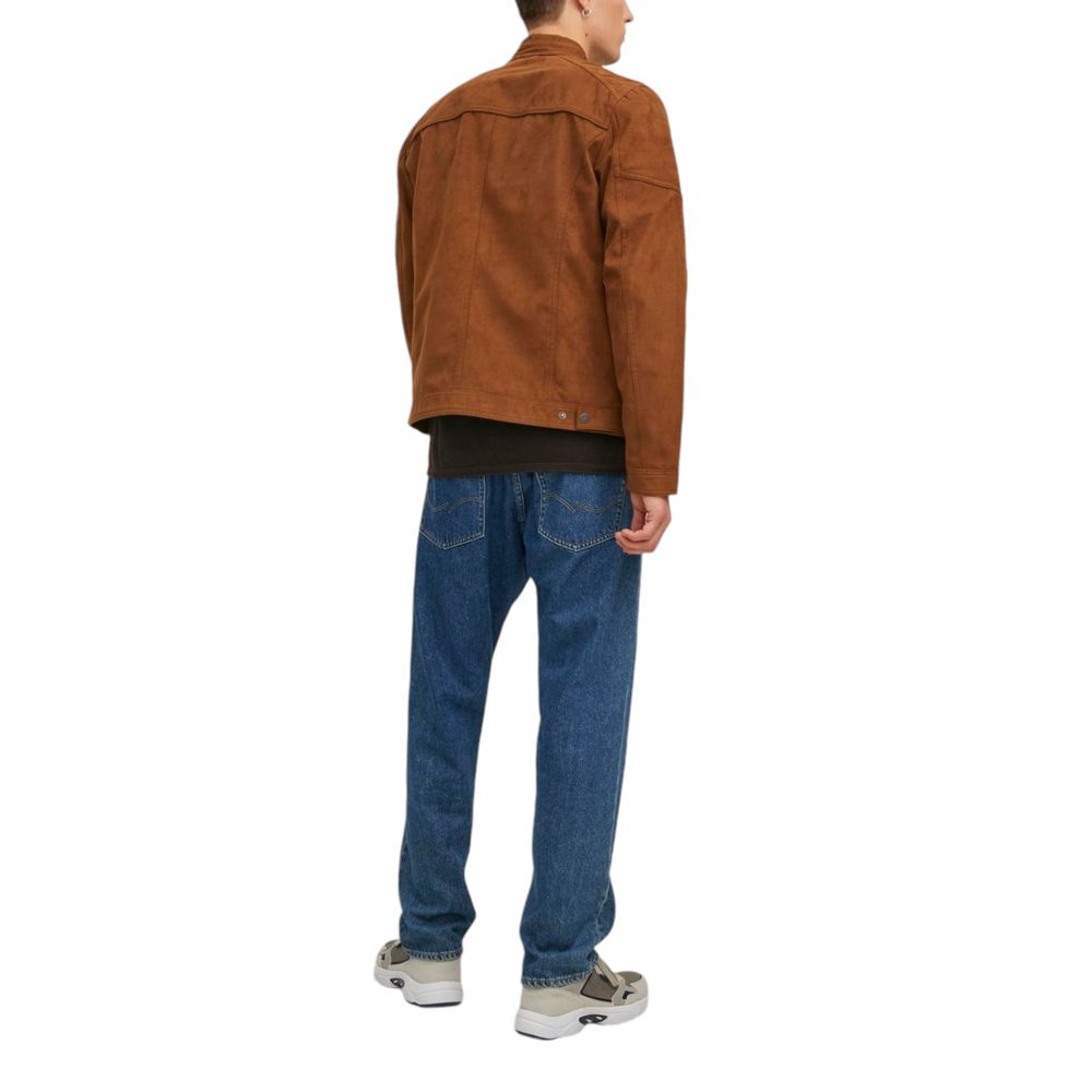 Jack Jones Beige Artificial Leather Full-Length Men's Jacket