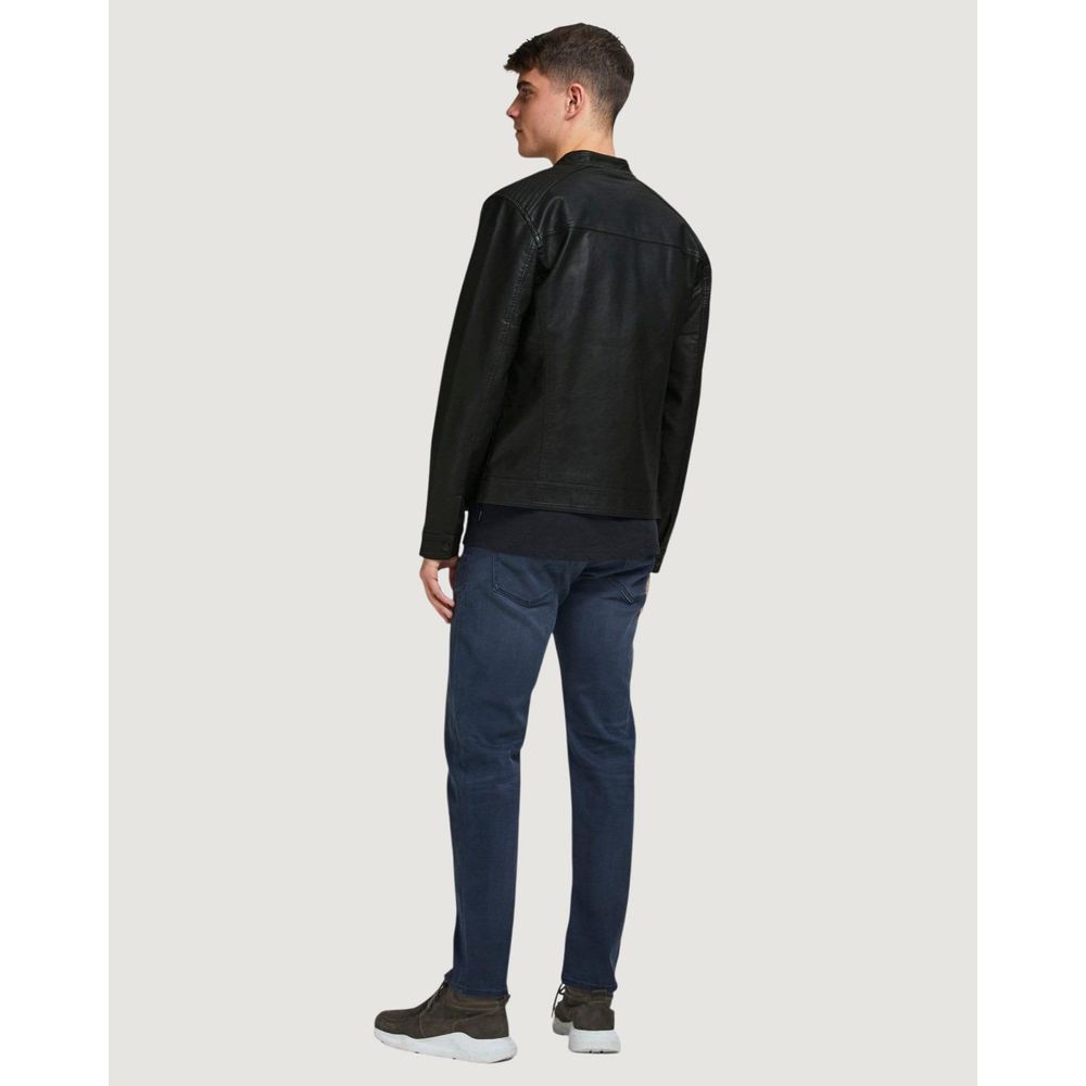 Jack Jones Black Polyamide Leather Men's Jacket