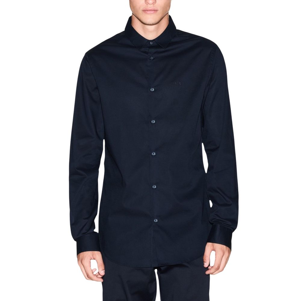 Armani Exchange Blue Cotton Dress Men's Shirt