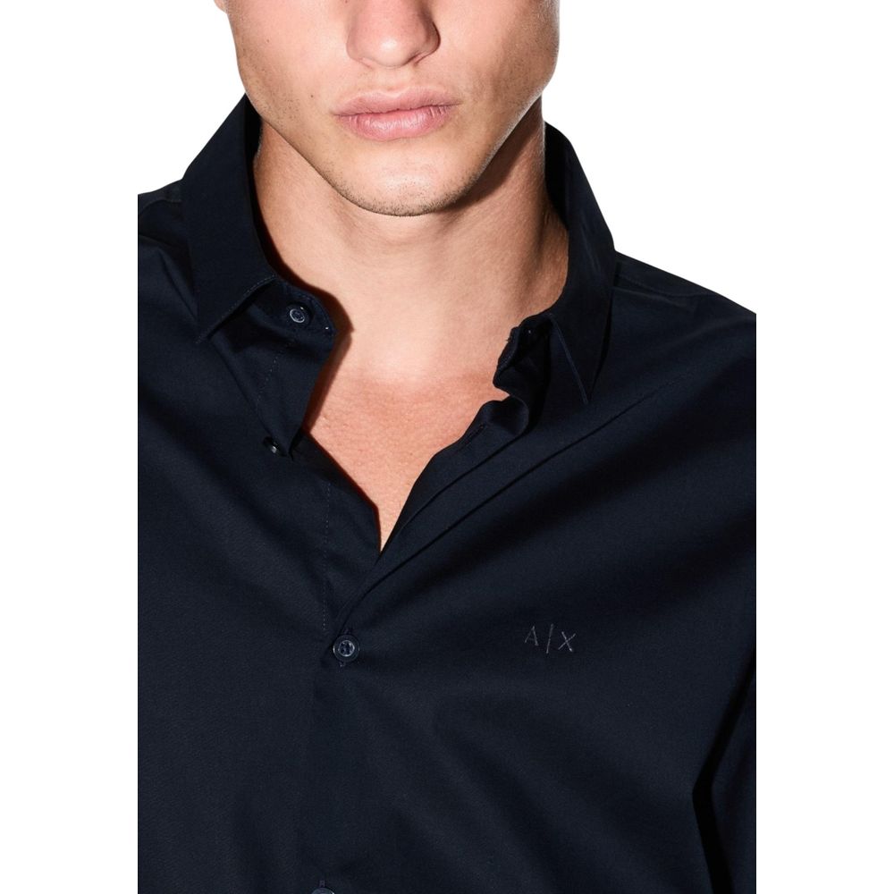 Armani Exchange Blue Cotton Dress Men's Shirt