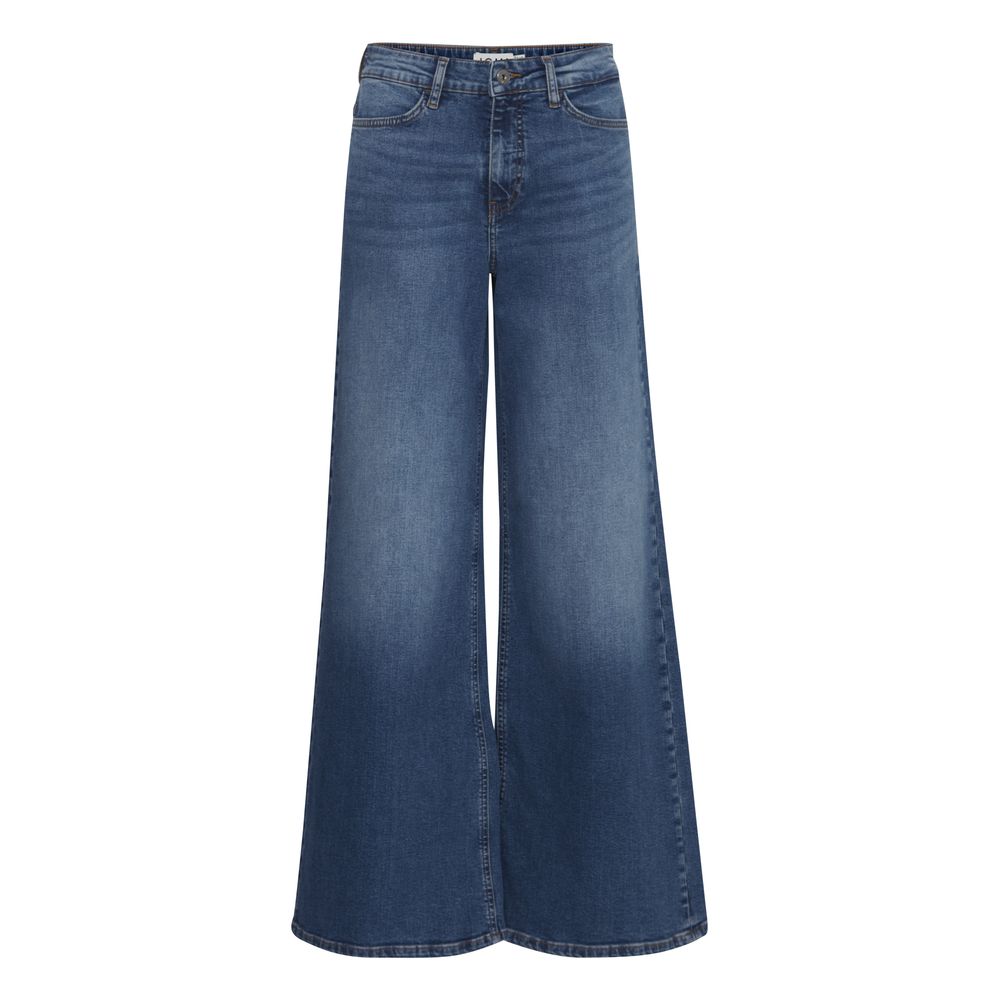 ICHI Blue Cotton Bootcut Women's Jeans