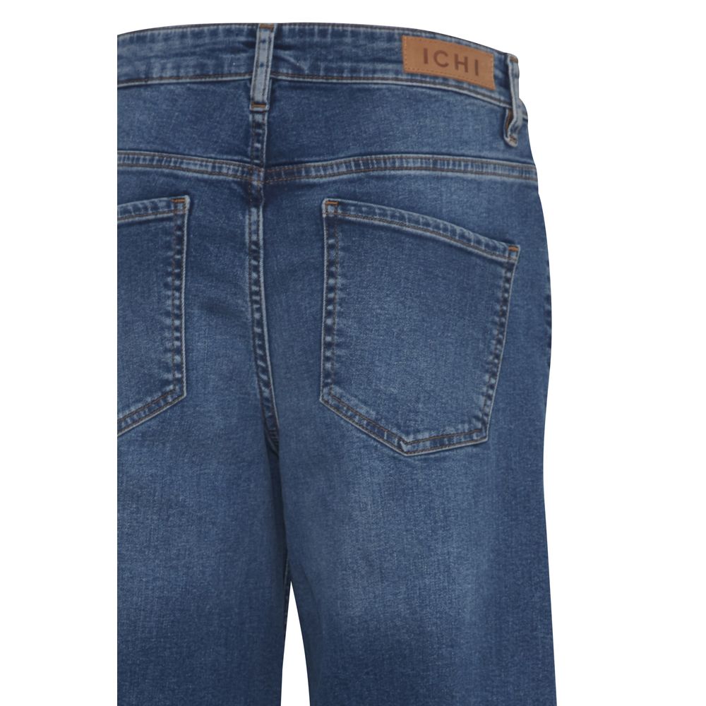 ICHI Blue Cotton Bootcut Women's Jeans
