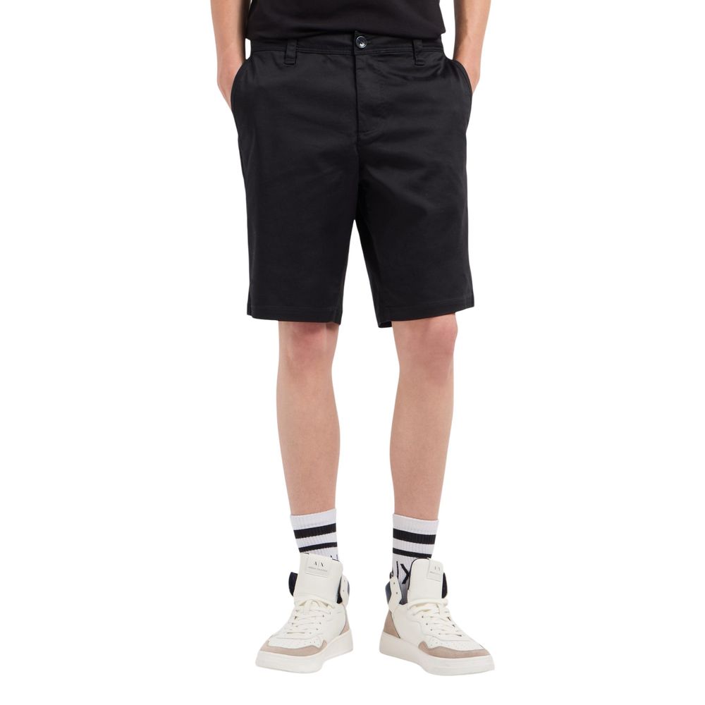 Armani Exchange Black Cotton Bermuda Men's Shorts