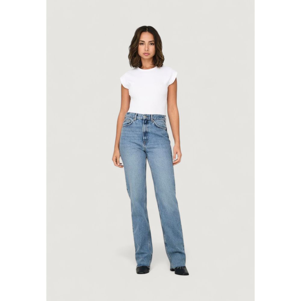 Only Light Blue Cotton Relaxed Fit Women's Jeans