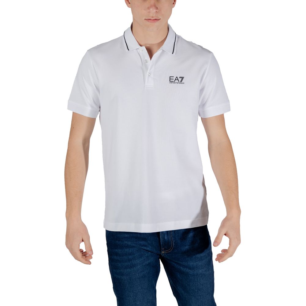 EA7 Emporio Armani White Cotton Polo Men's Shirt