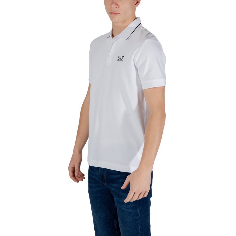 EA7 Emporio Armani White Cotton Polo Men's Shirt