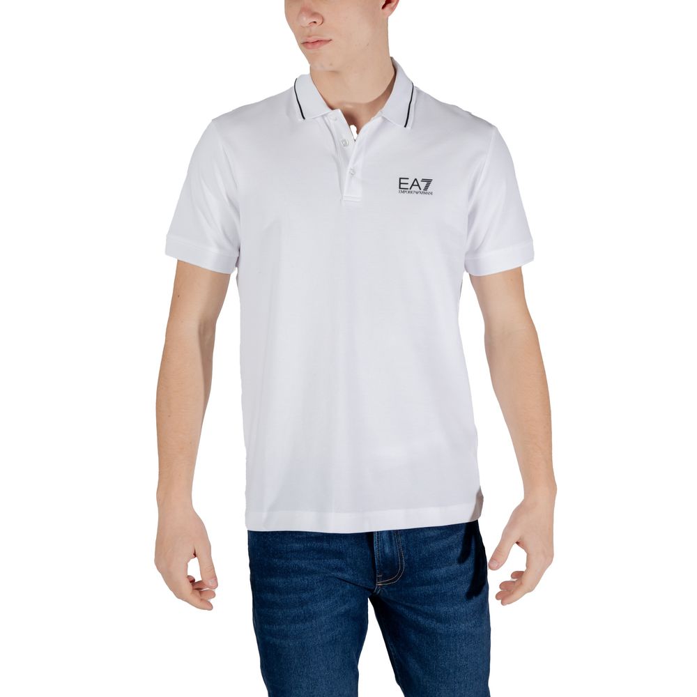 EA7 Emporio Armani White Cotton Polo Men's Shirt