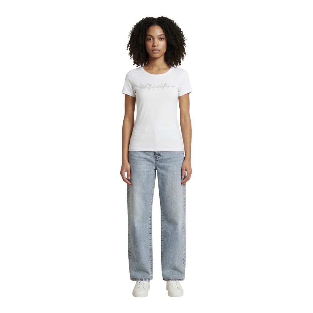 EA7 Emporio Armani White Elastane Women's T-Shirt