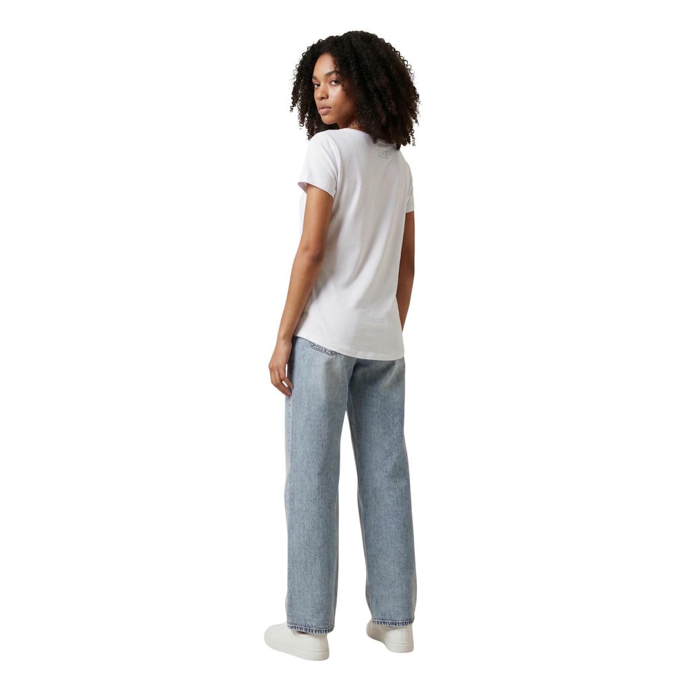 EA7 Emporio Armani White Elastane Women's T-Shirt
