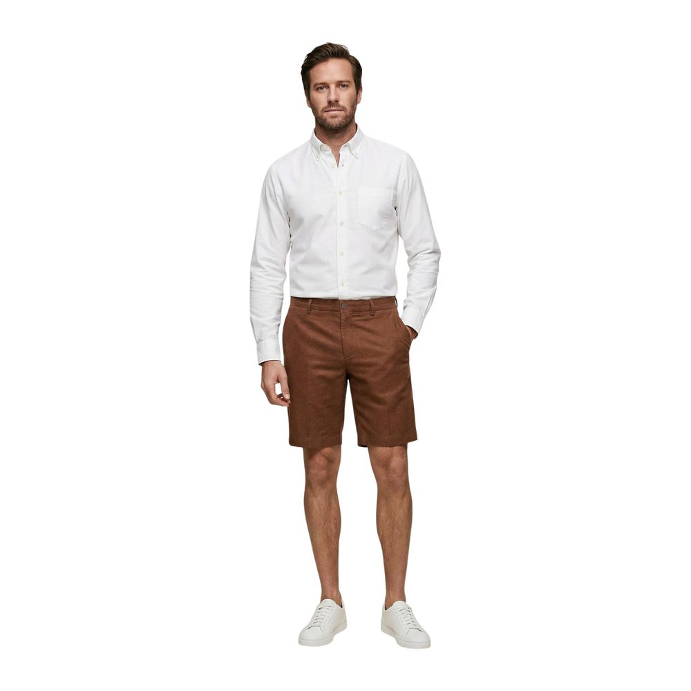 Borghese Beige Linen Bermuda Men's Shorts