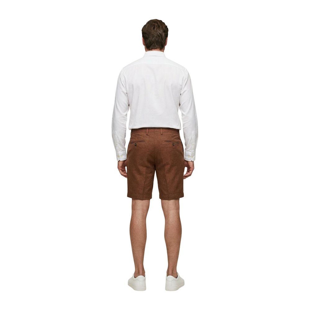 Borghese Beige Linen Bermuda Men's Shorts