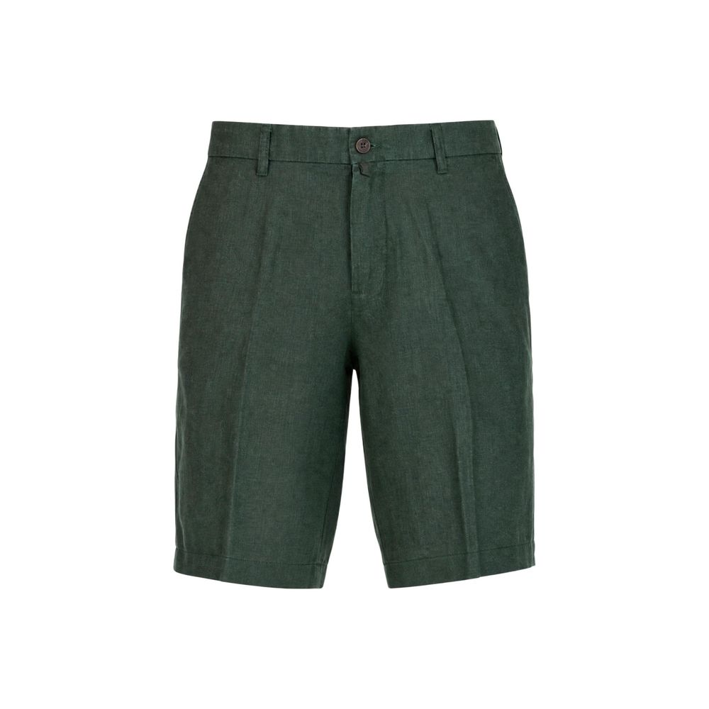Borghese Green Linen Bermuda Men's Shorts