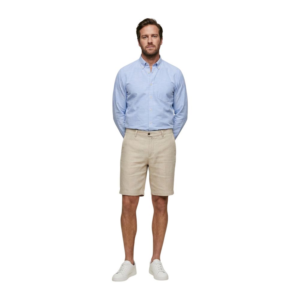 Borghese Beige Linen Bermuda Men's Shorts