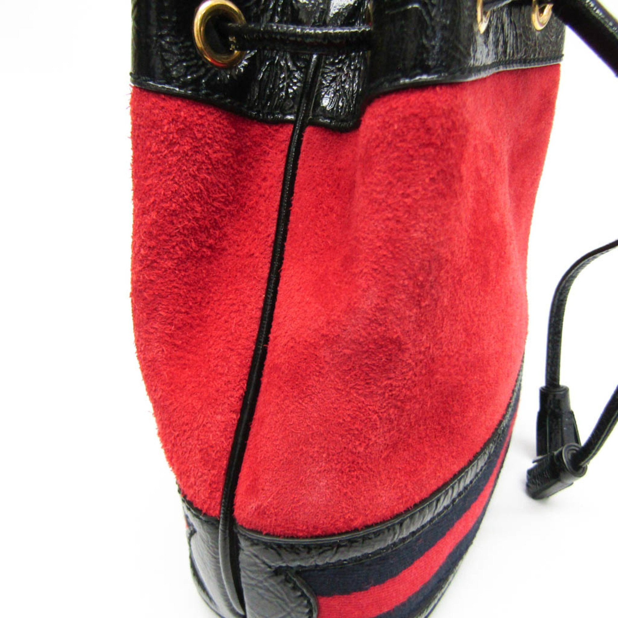 Gucci Drawstring Red Suede Shoulder Bag (Pre-Owned)
