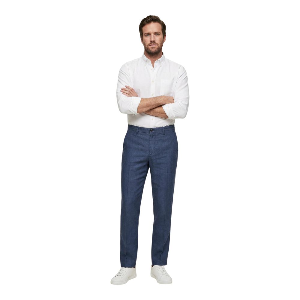 Borghese Blue Linen Casual Men's Pants