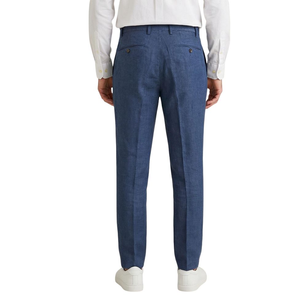 Borghese Blue Linen Casual Men's Pants