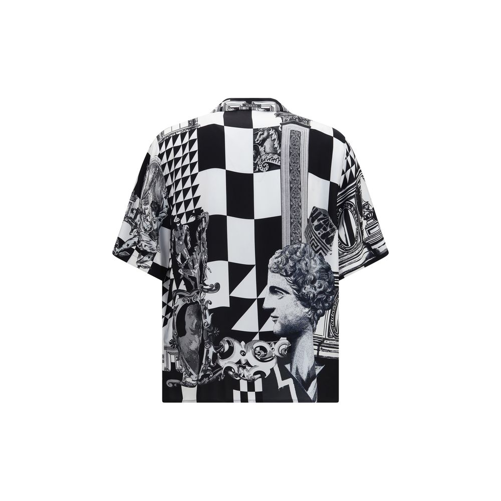 Versace Black Silk Pattern Men's Shirt
