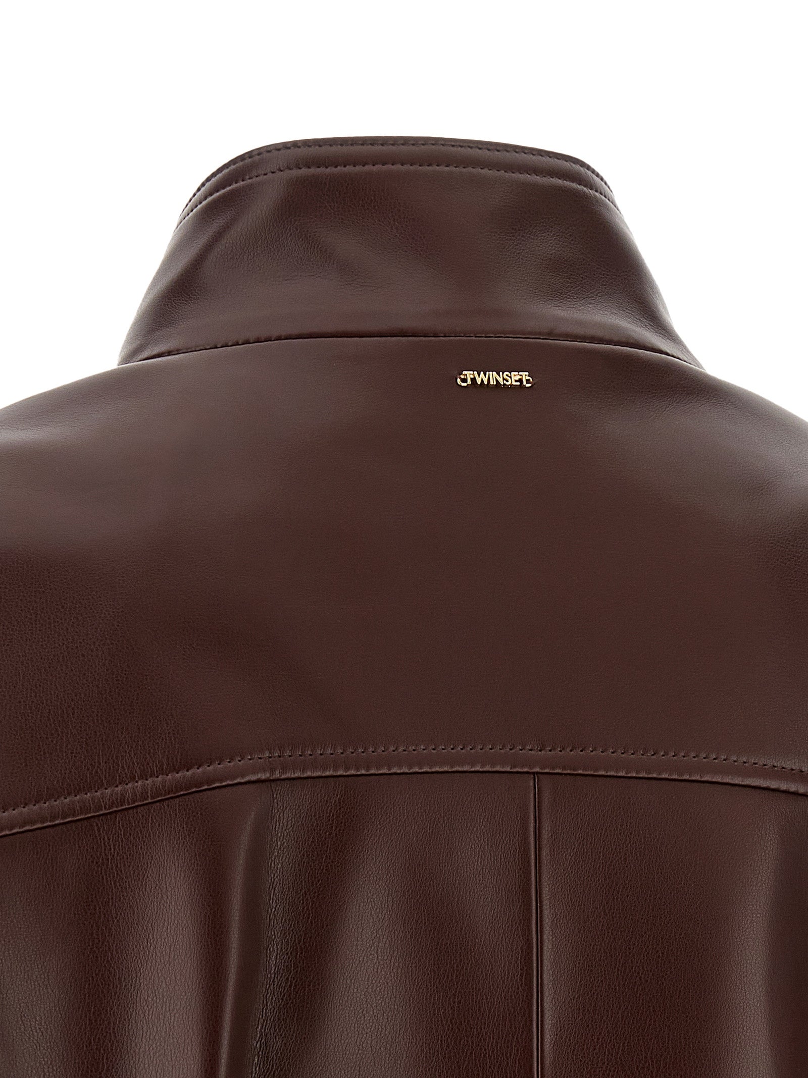 Twinset Brown Polyester Leather Women's Jacket