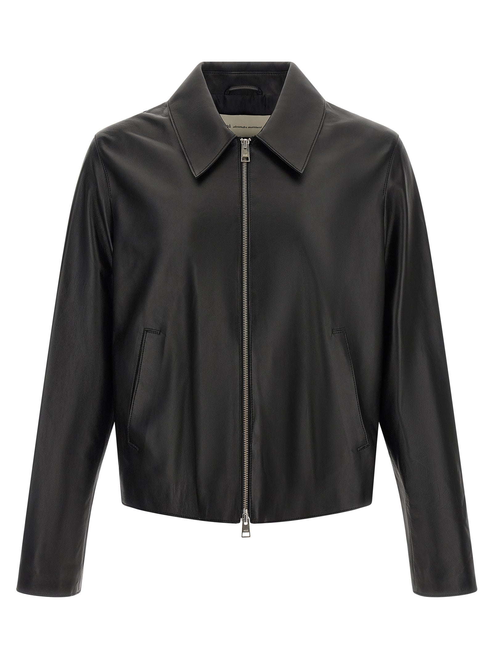 Ami Paris Black Lamb Leather Leather Men's Jacket