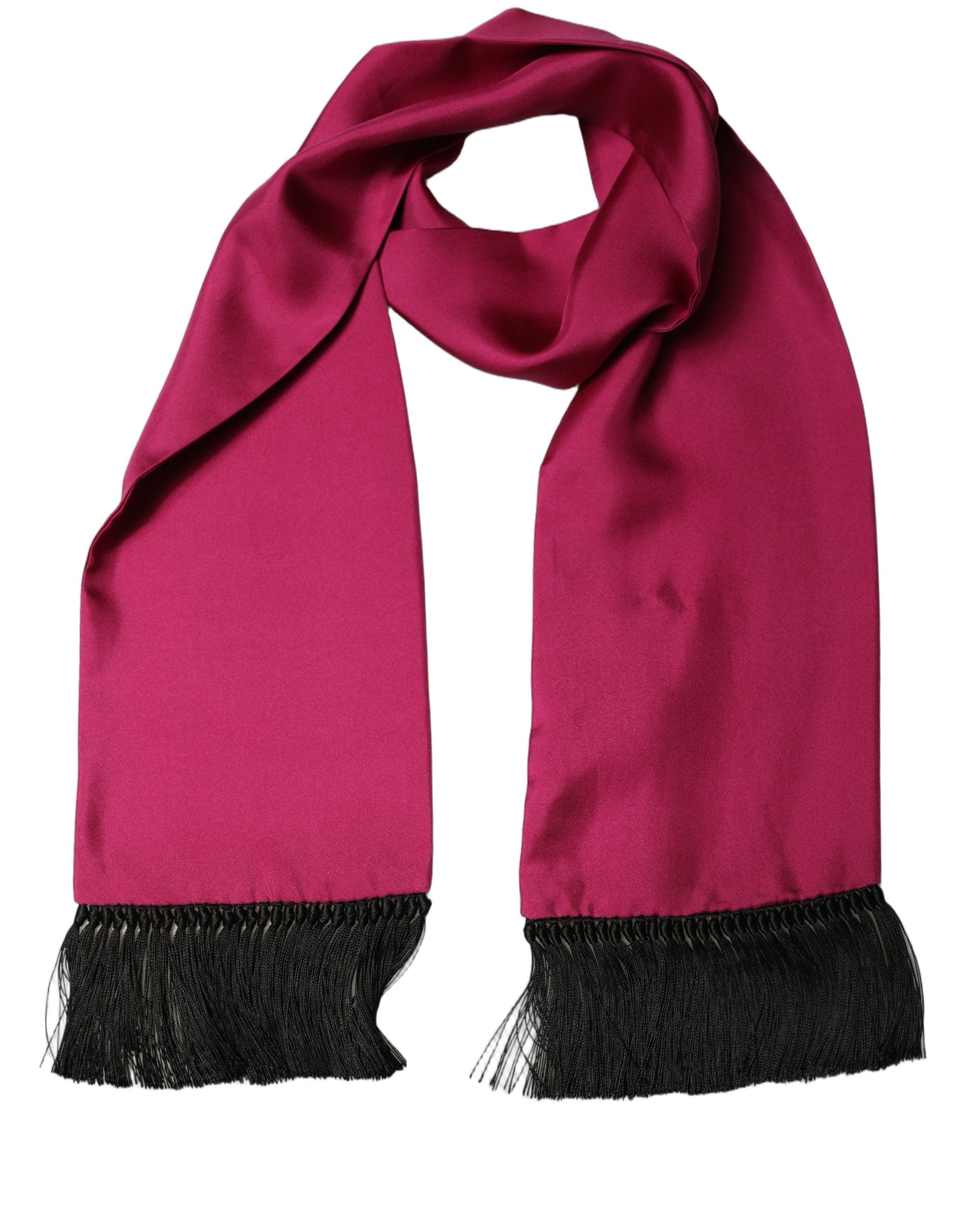 Dolce & Gabbana Men Burgundy Silk Fringed Lace Stole Men's Scarf (Pre-Owned)